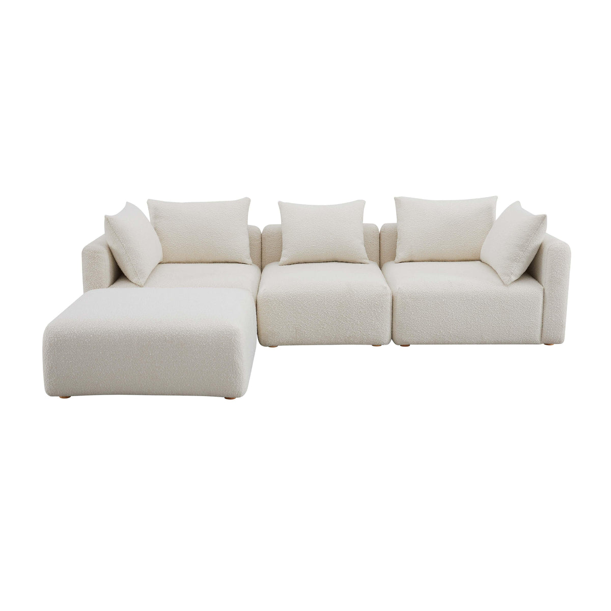 Hangover 4-Piece Cream Performance Boucle Modular Sectional