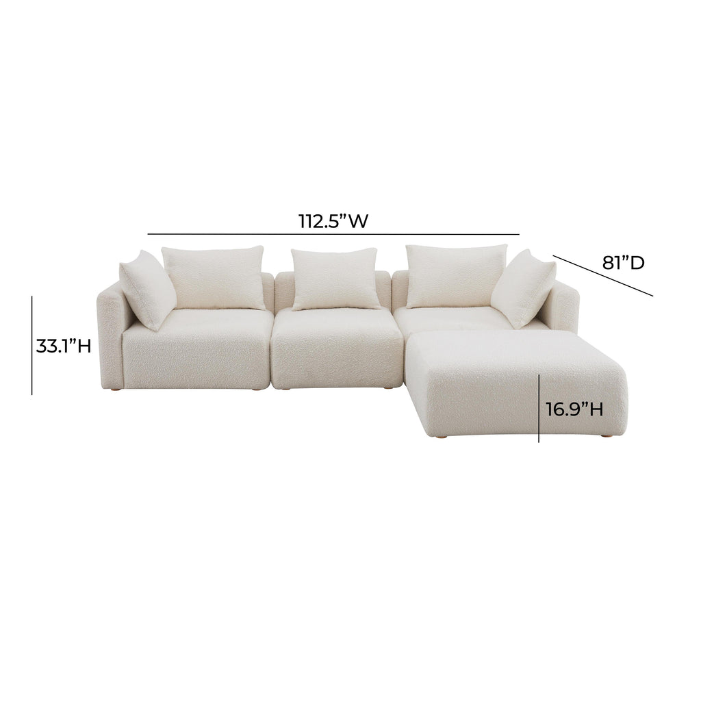 Hangover 4-Piece Cream Performance Boucle Modular Sectional