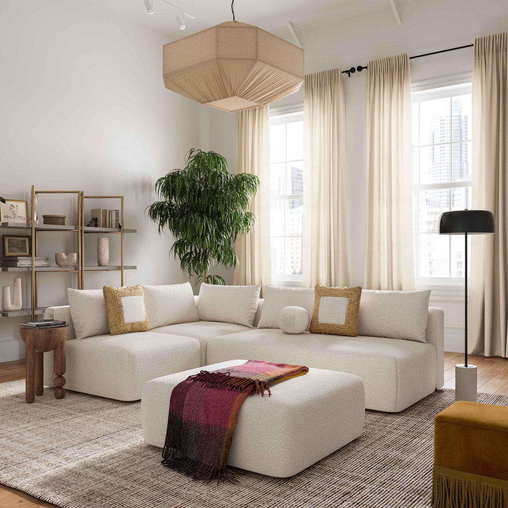 Hangover 4-Piece Cream Performance Boucle Modular Chaise Sectional