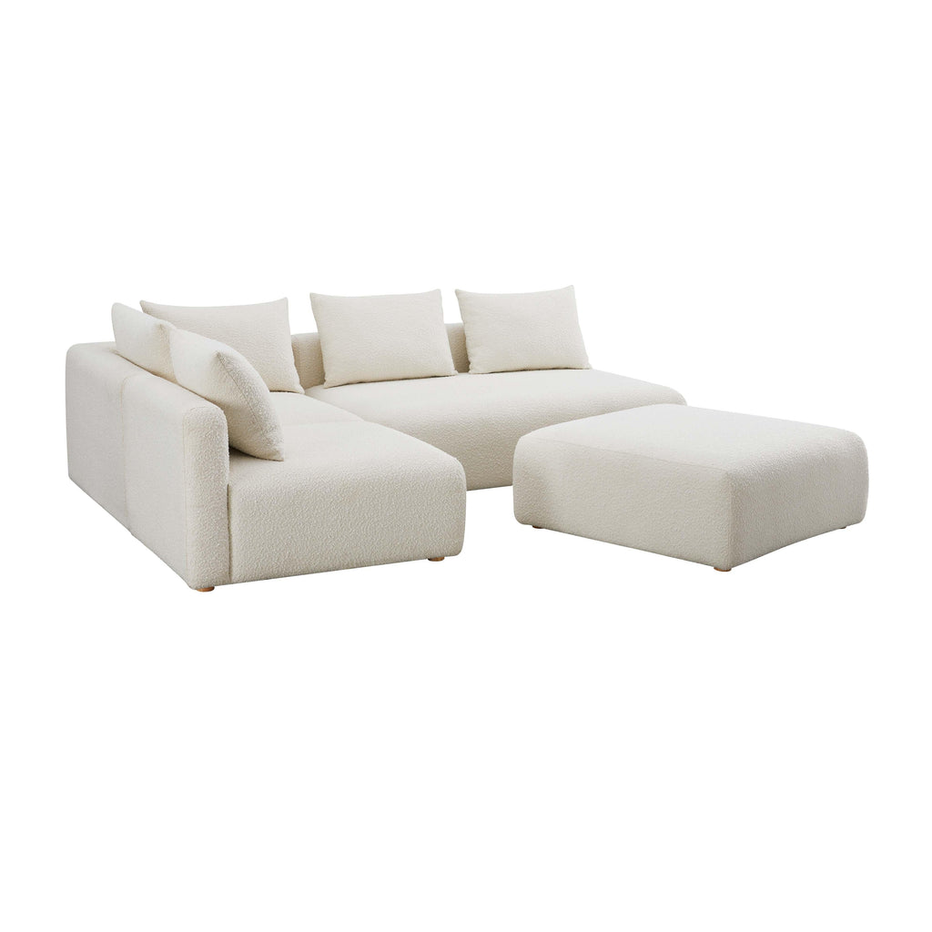 Hangover 4-Piece Cream Performance Boucle Modular Chaise Sectional