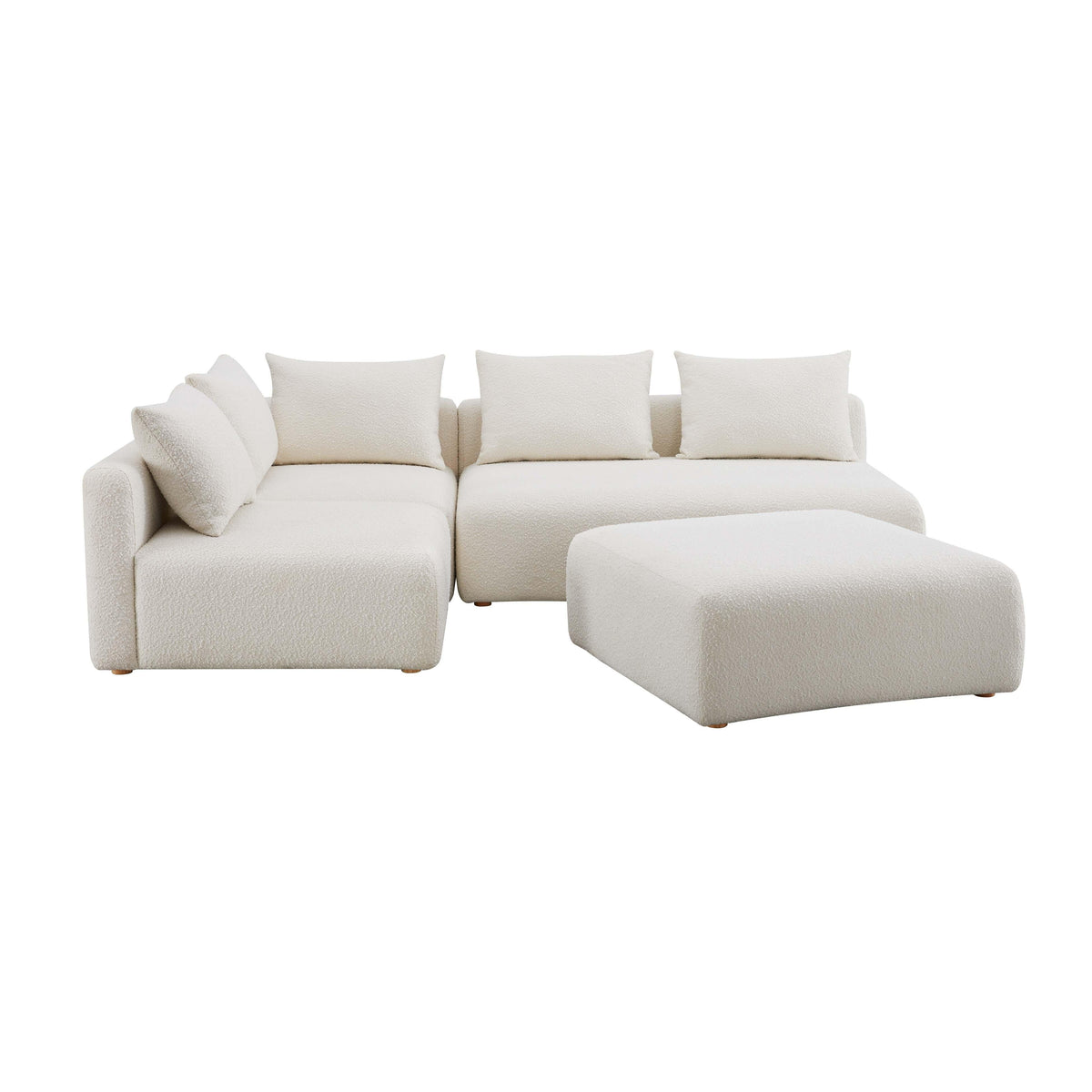 Hangover 4-Piece Cream Performance Boucle Modular Chaise Sectional