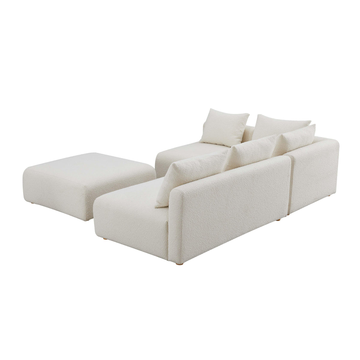 Hangover 4-Piece Cream Performance Boucle Modular Chaise Sectional