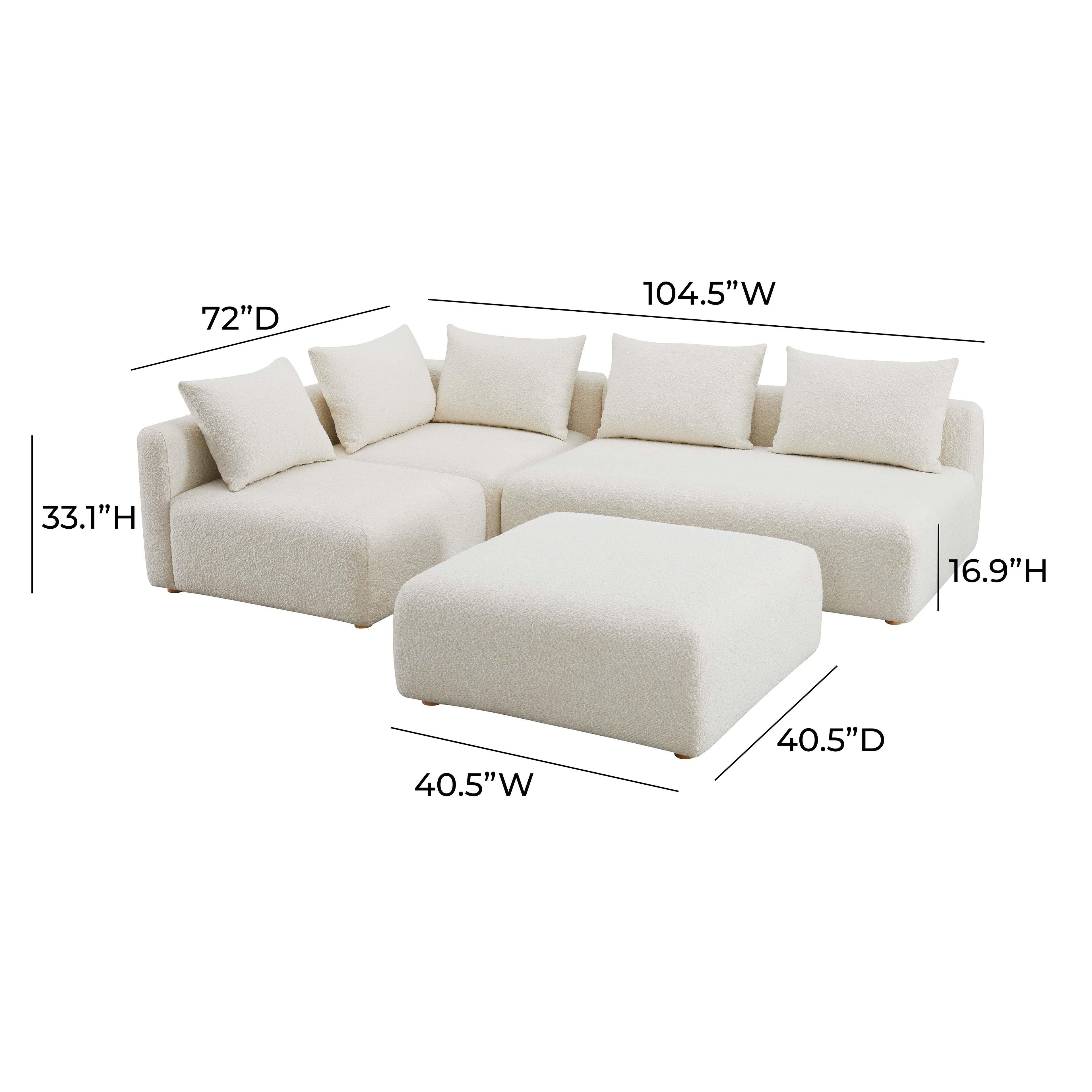 Hangover 4-Piece Cream Performance Boucle Modular Chaise Sectional