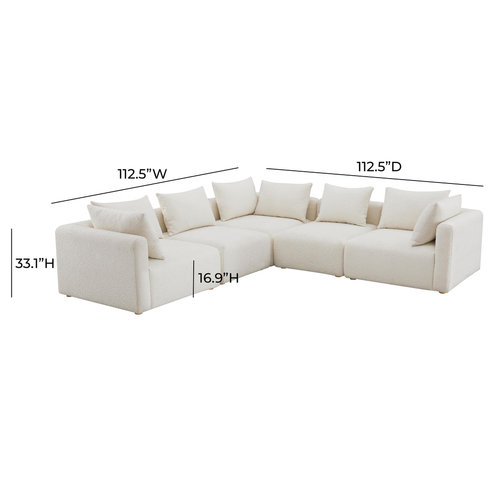 Hangover 5-Piece Cream Performance Boucle Modular L-Sectional