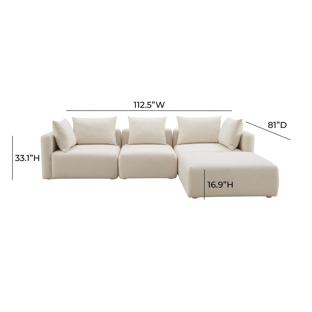 Hangover 4-Piece Cream Performance Linen Modular Sectional