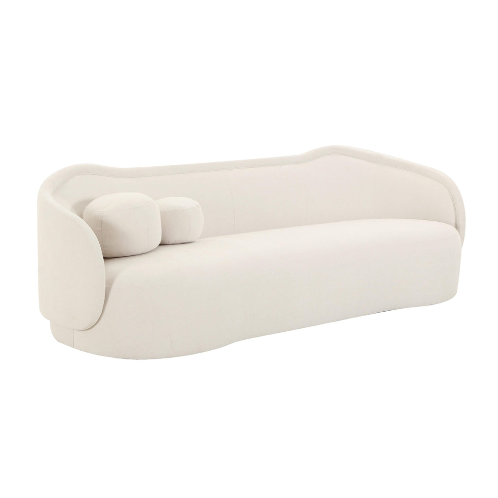Circe 92.5" Performance Textured Velvet Sofa — Cream null