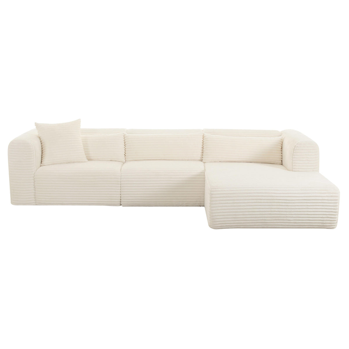 Tarra 3-Piece Fluffy Oversized Performance Corduroy Modular L-Shaped Sectional