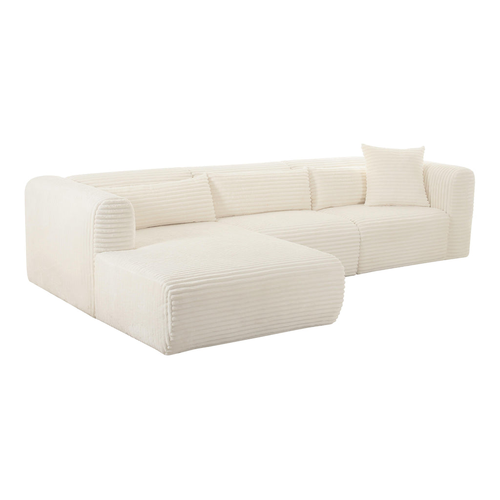 Tarra 3-Piece Fluffy Oversized Performance Corduroy Modular L-Shaped Sectional