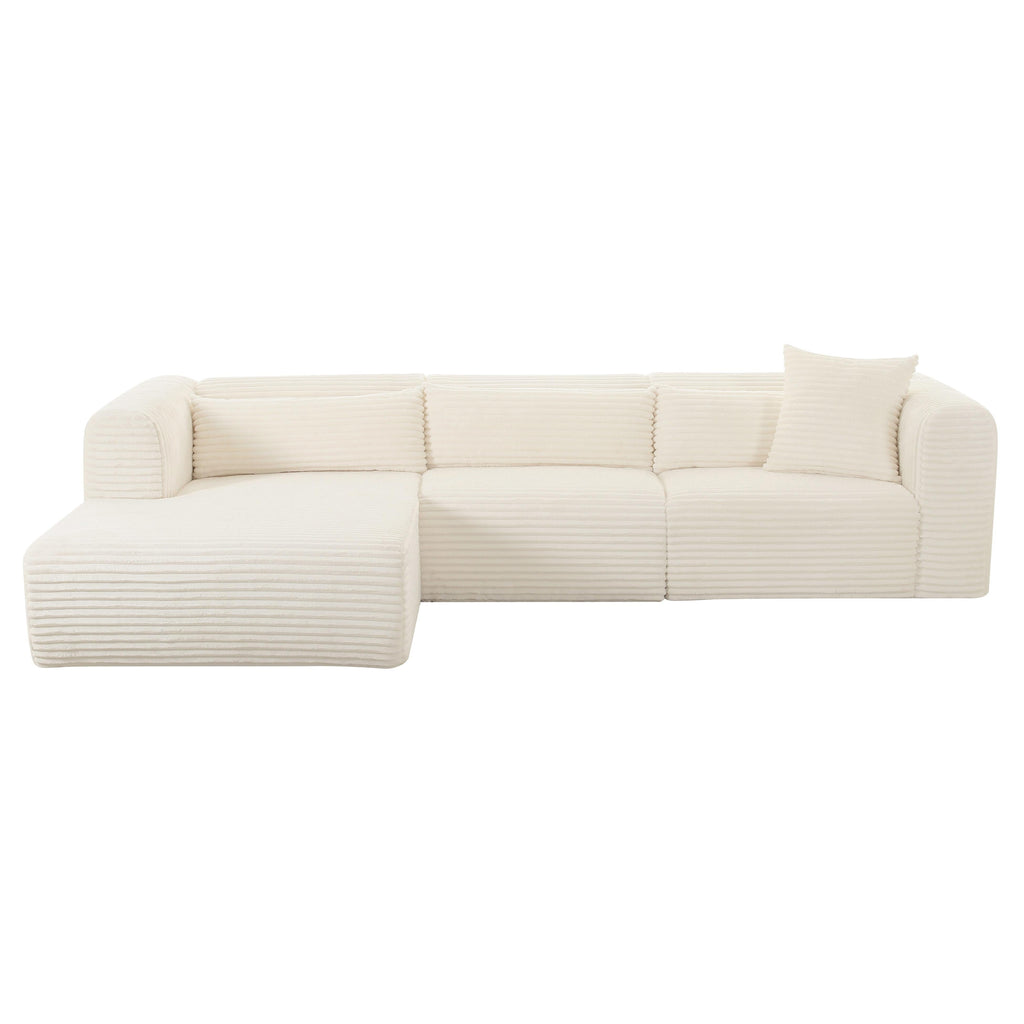 Tarra 3-Piece Fluffy Oversized Performance Corduroy Modular L-Shaped Sectional
