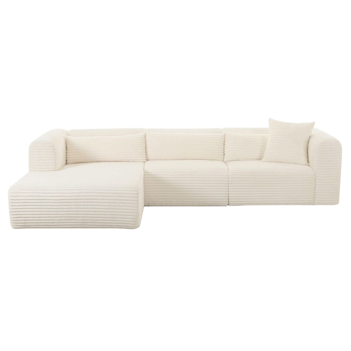 Tarra 3-Piece Fluffy Oversized Performance Corduroy Modular L-Shaped Sectional