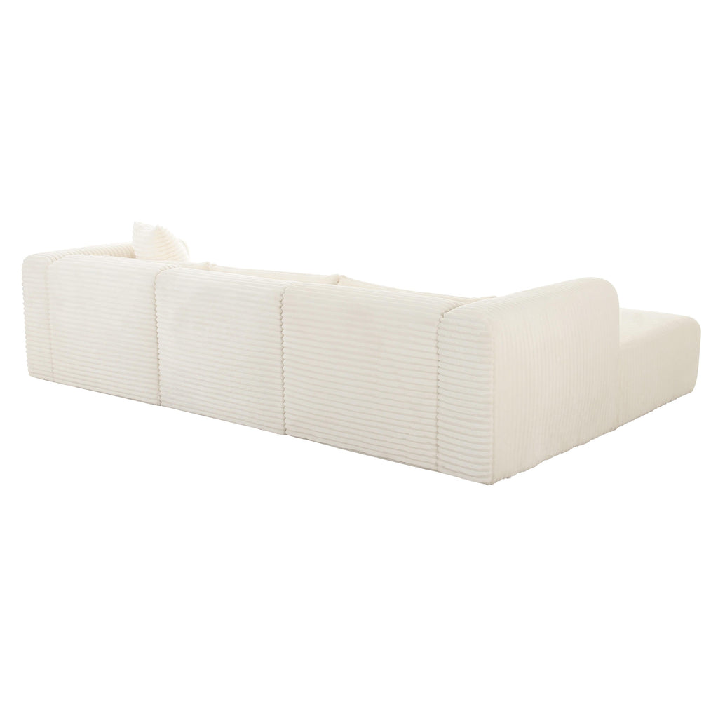 Tarra 3-Piece Fluffy Oversized Performance Corduroy Modular L-Shaped Sectional