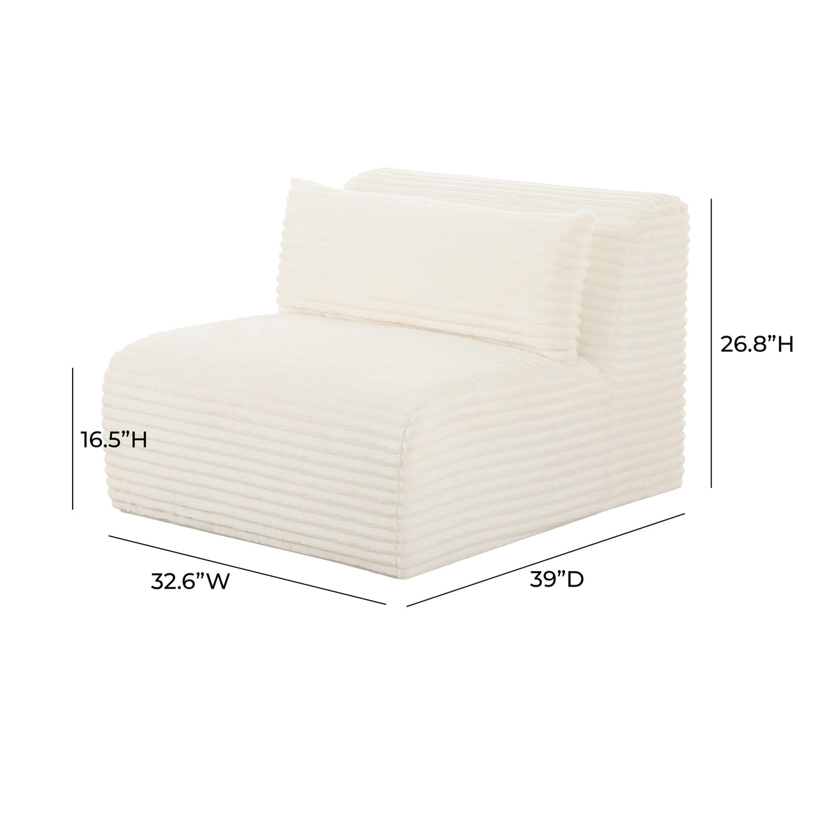 Tarra Fluffy Oversized Performance Corduroy Modular Armless Chair