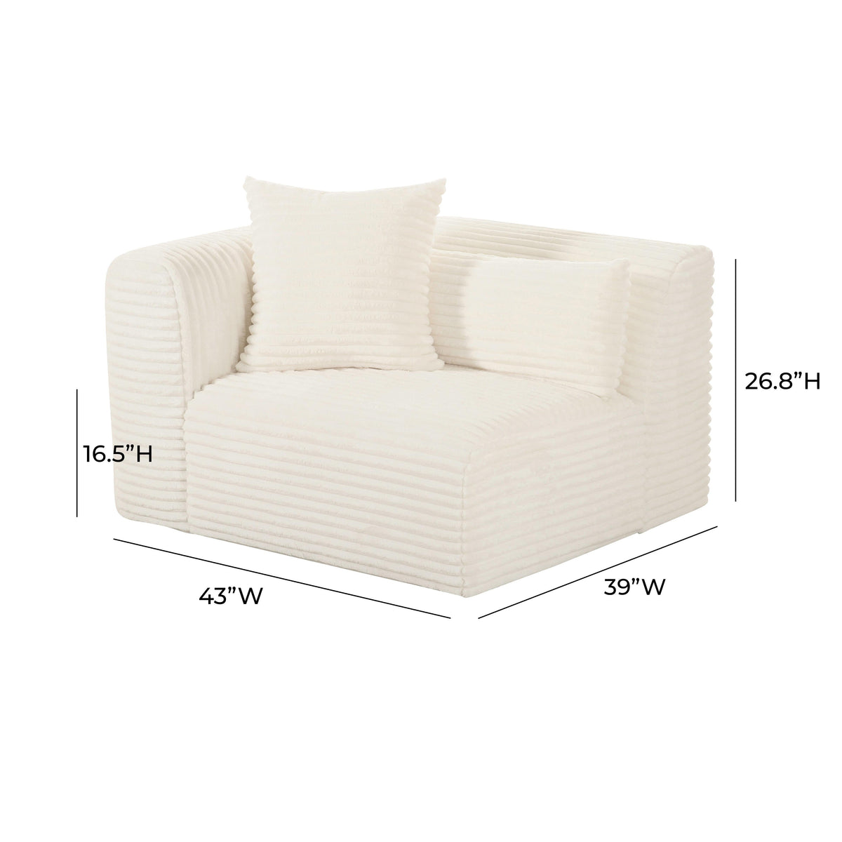 Tarra Fluffy Oversized Performance Corduroy Modular Corner Chair
