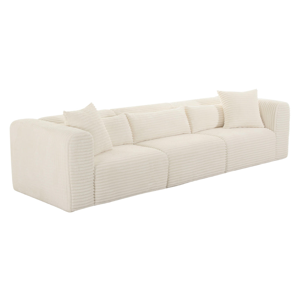 Tarra 118" Fluffy Oversized Performance Corduroy Modular Sofa — Cream null