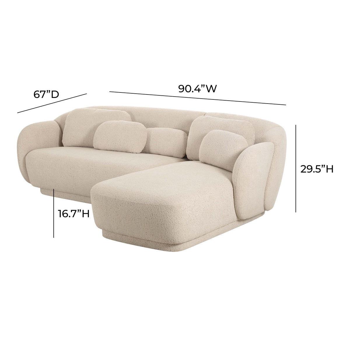 Misty 2-Piece Cream Performance Boucle L-Shaped Sectional