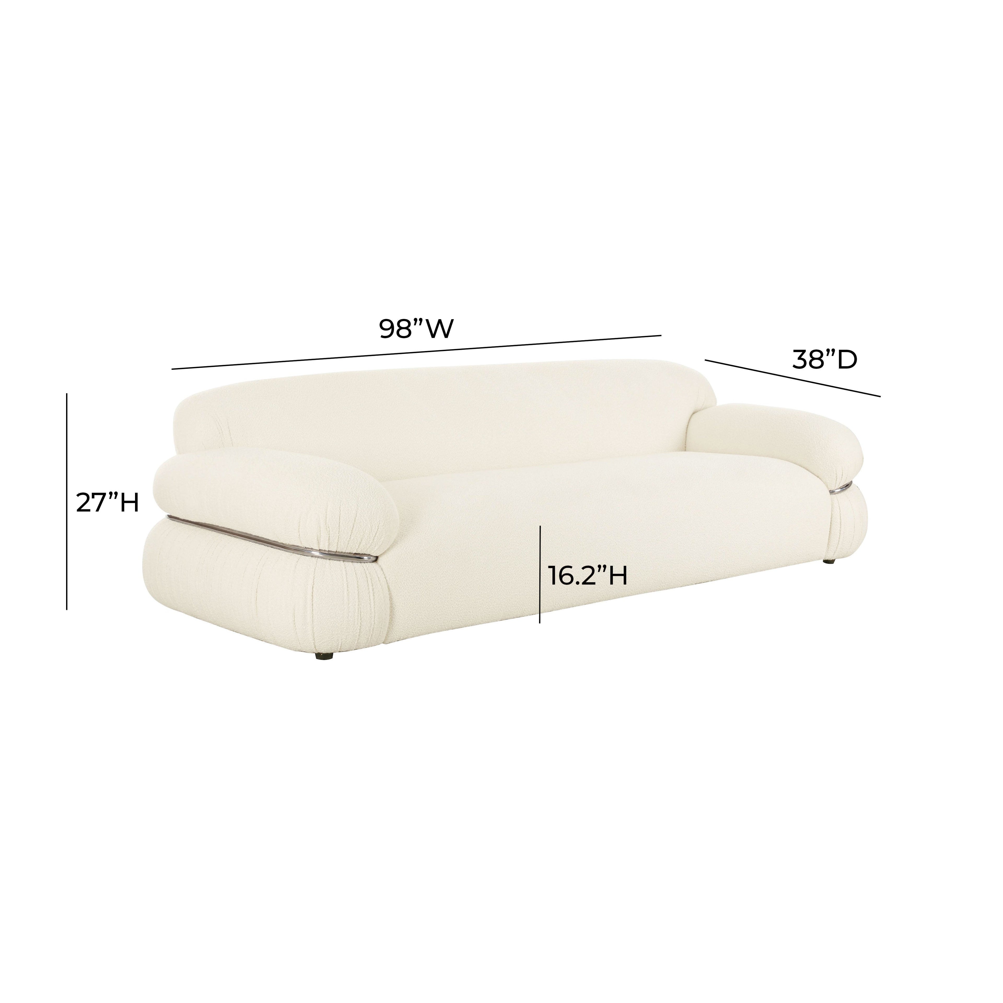 Leyla 98" Cream Performance Boucle Sofa