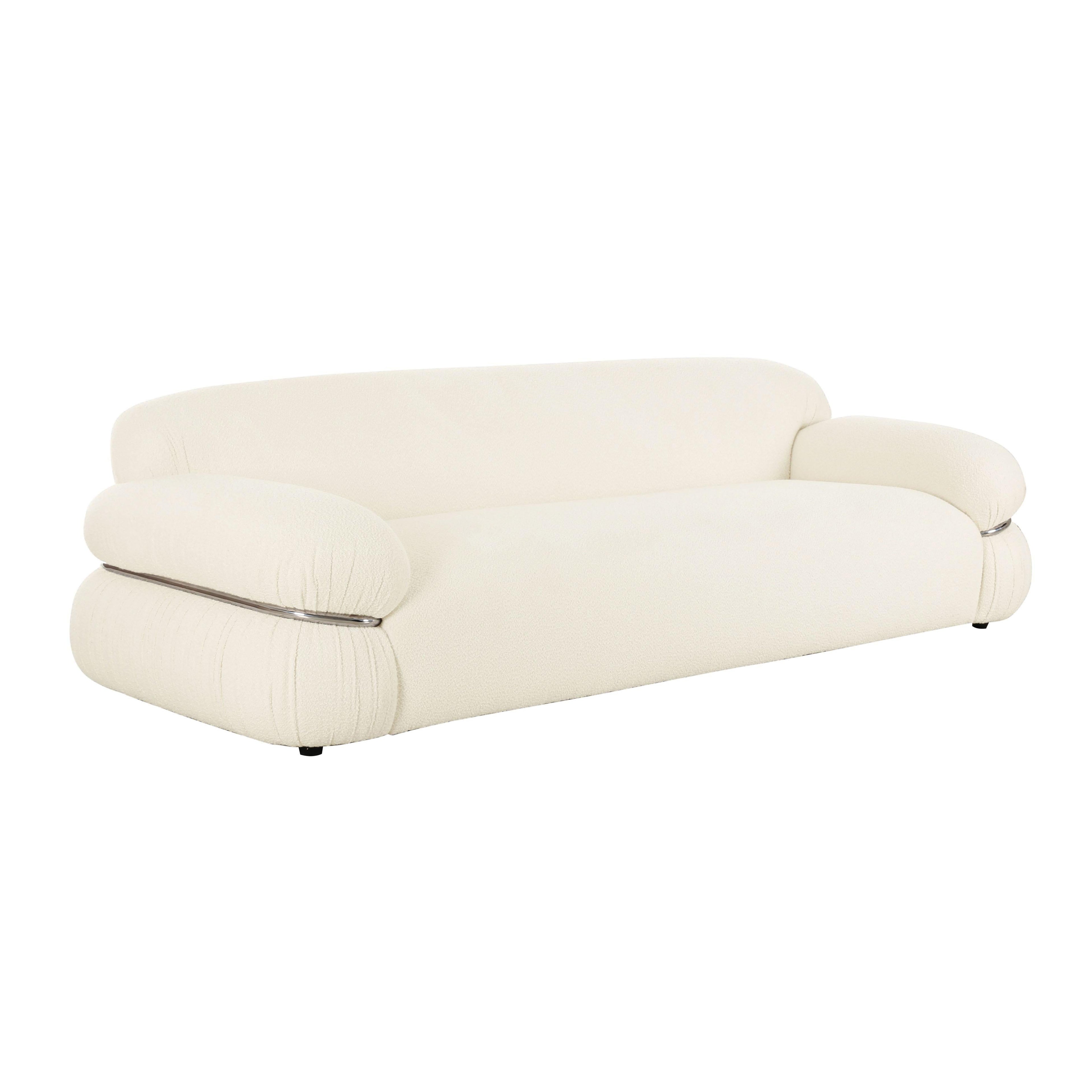 Leyla 98" Cream Performance Boucle Sofa