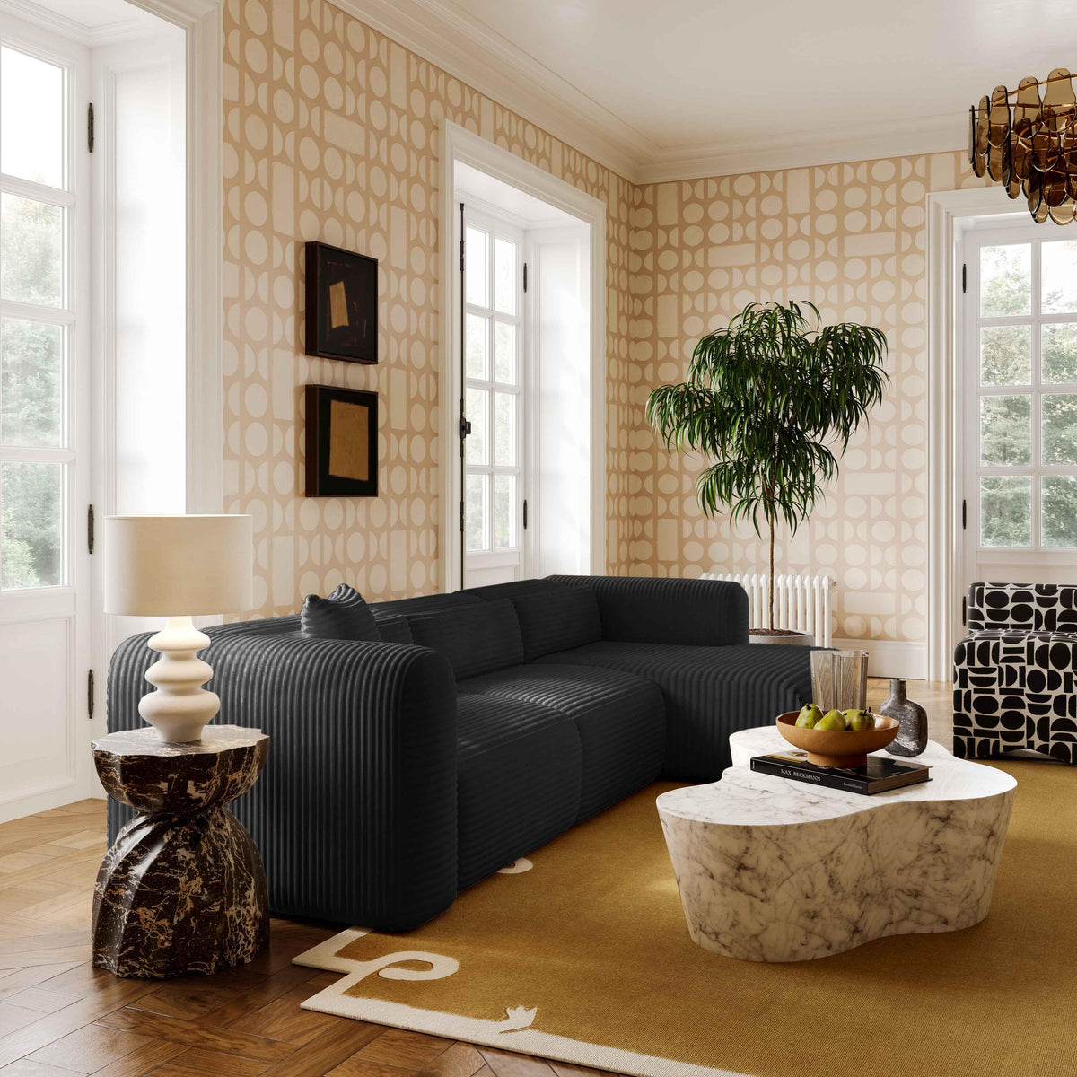 Tarra 71" Fluffy Oversized Performance Corduroy Modular Chaise