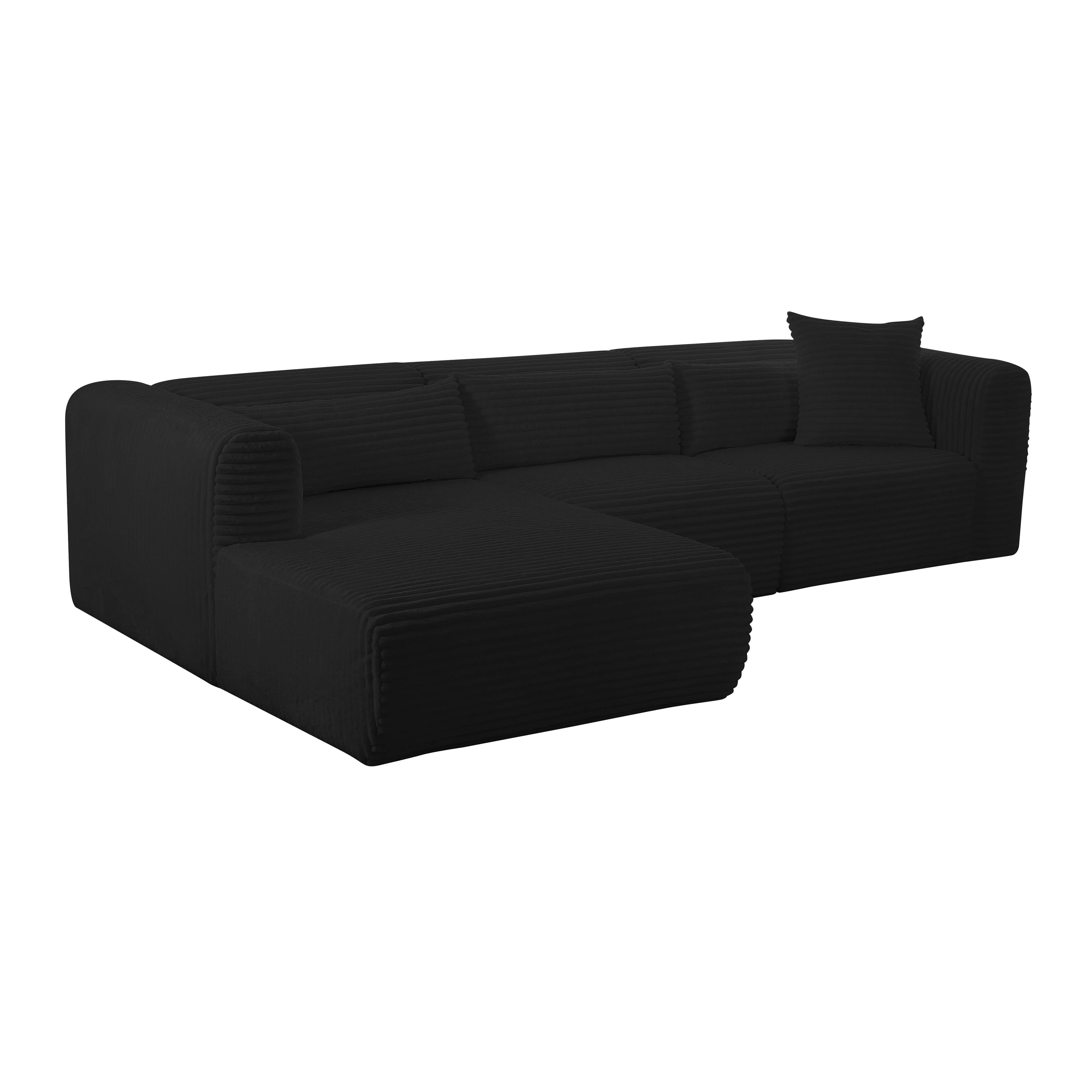 Tarra 3-Piece Fluffy Oversized Performance Corduroy Modular L-Shaped Sectional