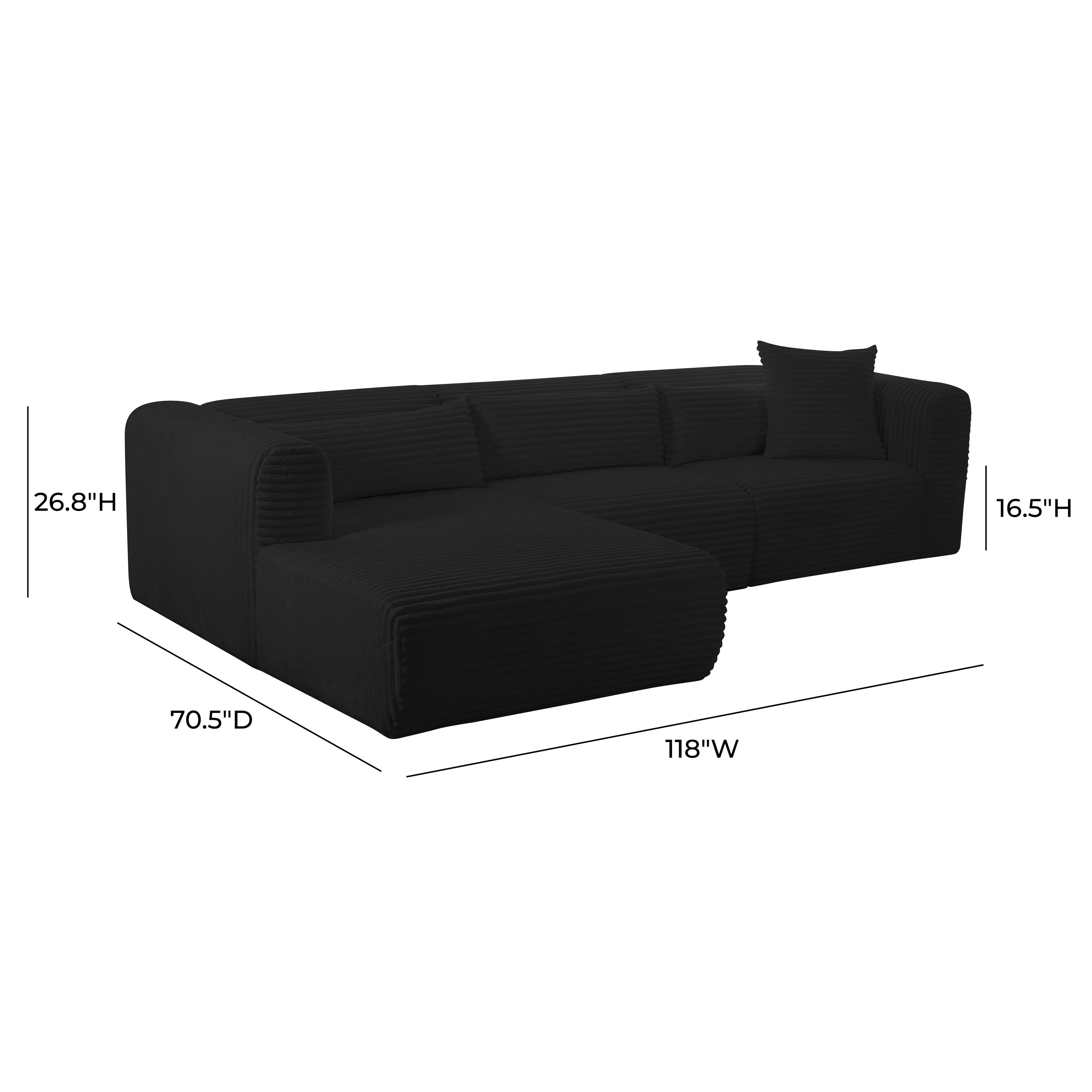 Tarra 3-Piece Fluffy Oversized Performance Corduroy Modular L-Shaped Sectional