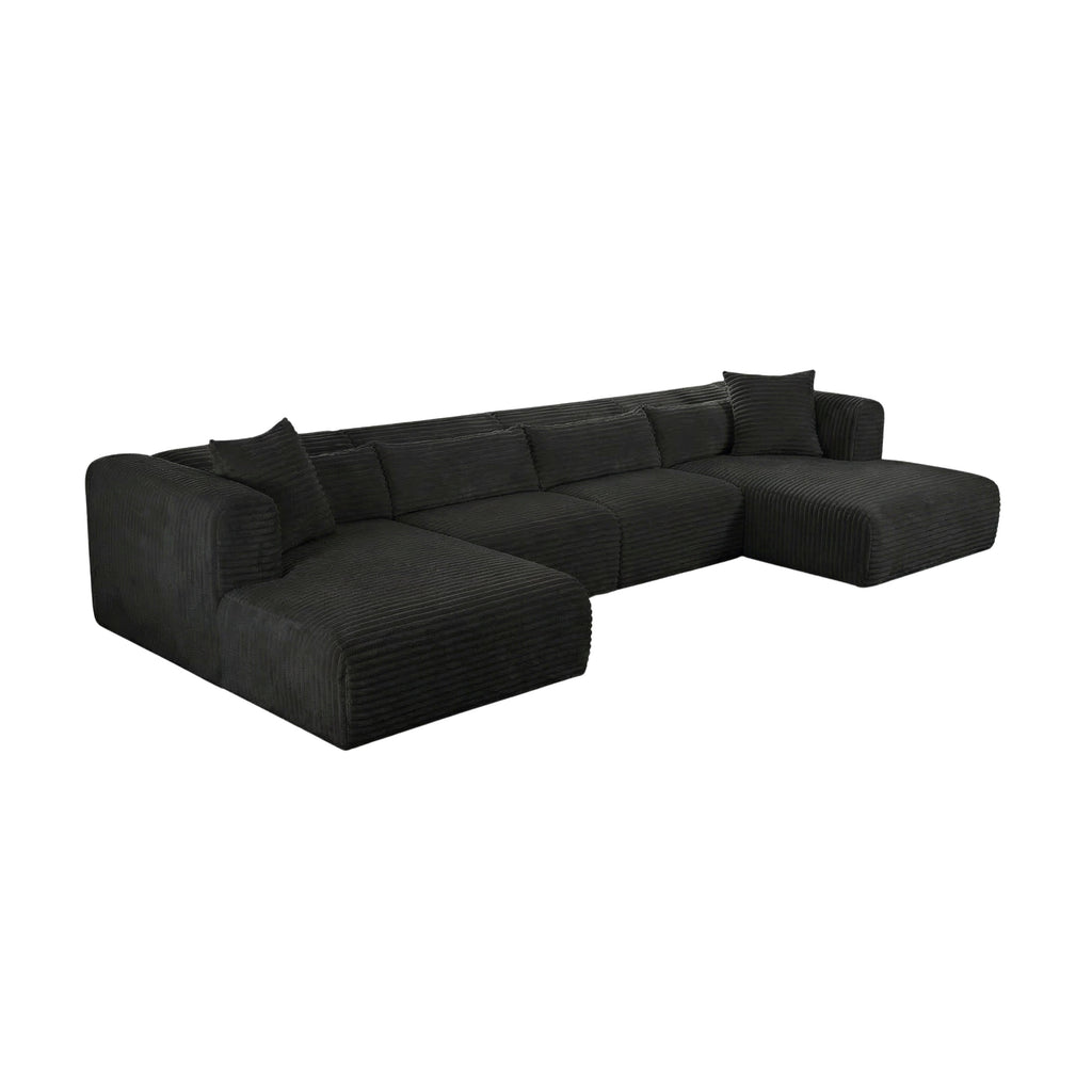 Tarra 4-Piece Fluffy Oversized Performance Corduroy Modular U-Sectional