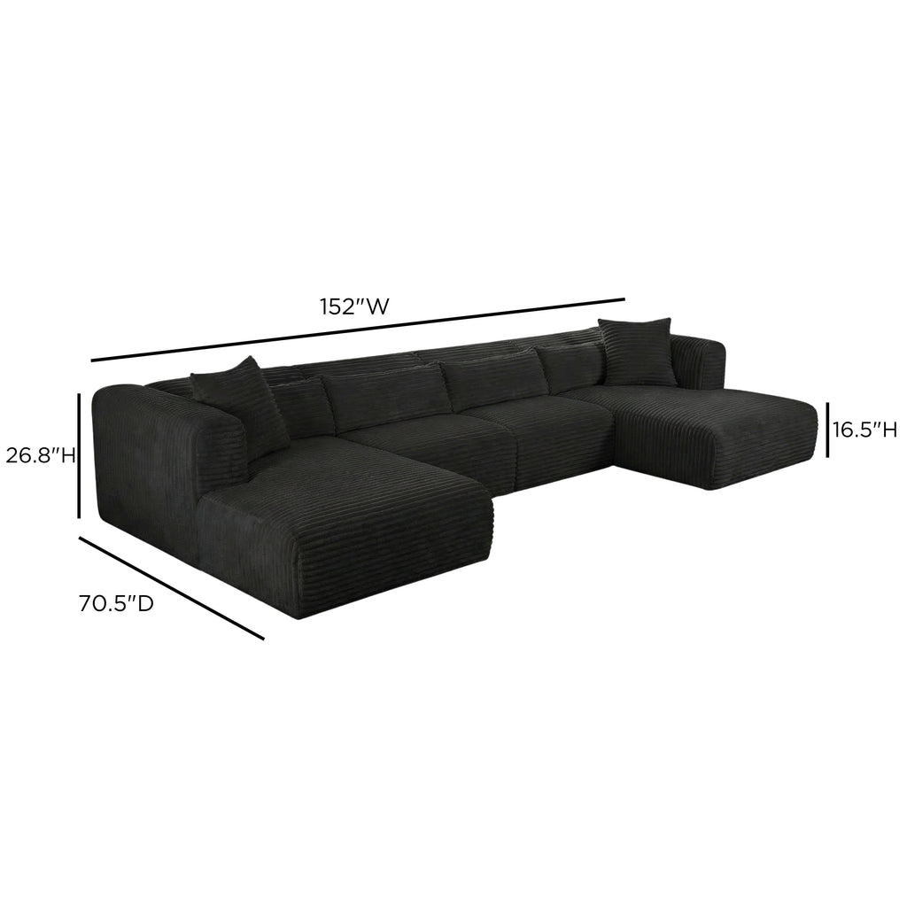 Tarra 4-Piece Fluffy Oversized Performance Corduroy Modular U-Sectional
