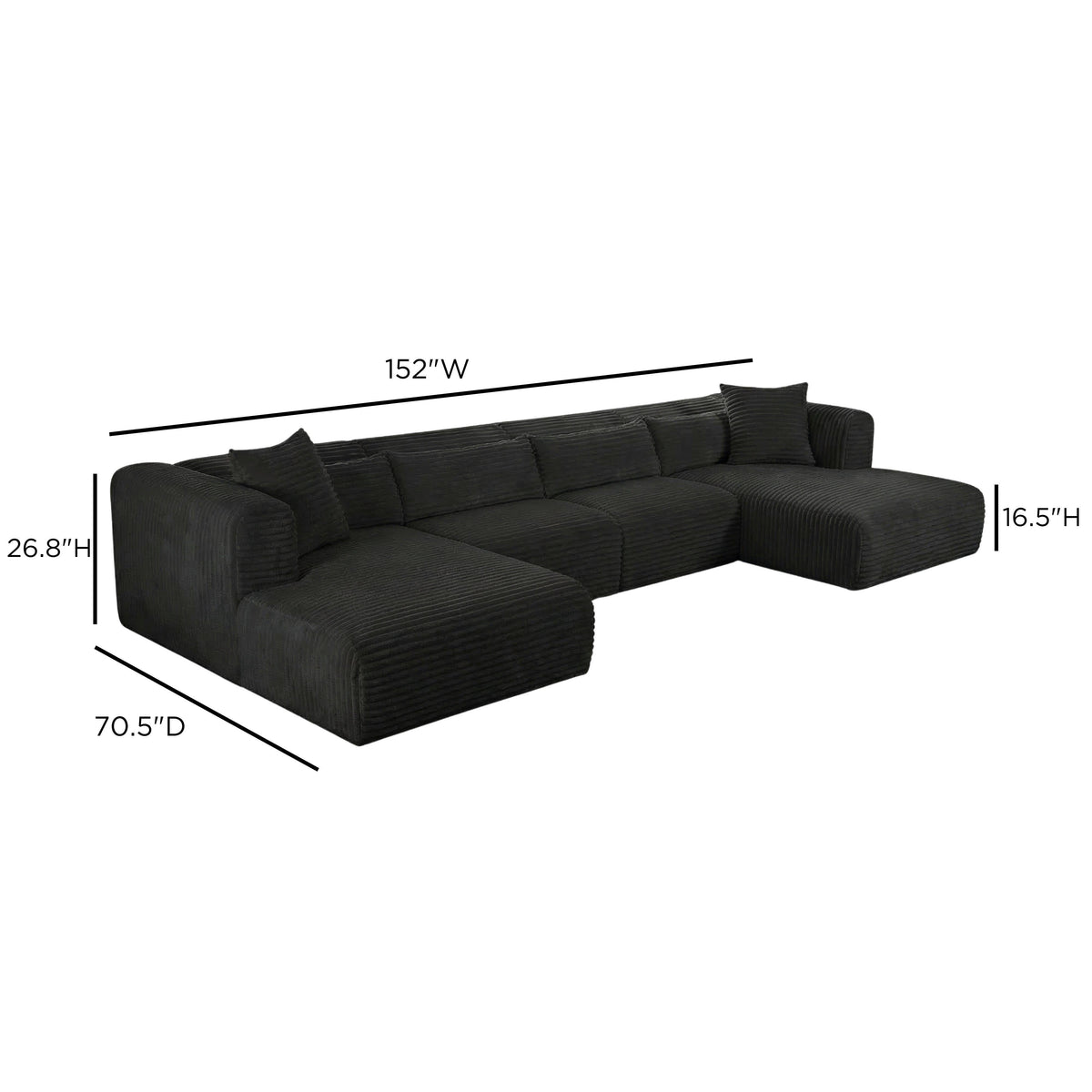 Tarra 4-Piece Fluffy Oversized Performance Corduroy Modular U-Sectional