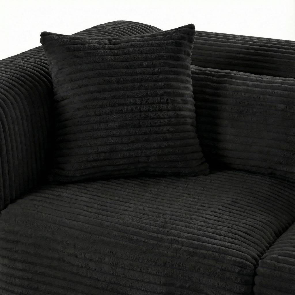 Tarra 4-Piece Fluffy Oversized Performance Corduroy Modular U-Sectional