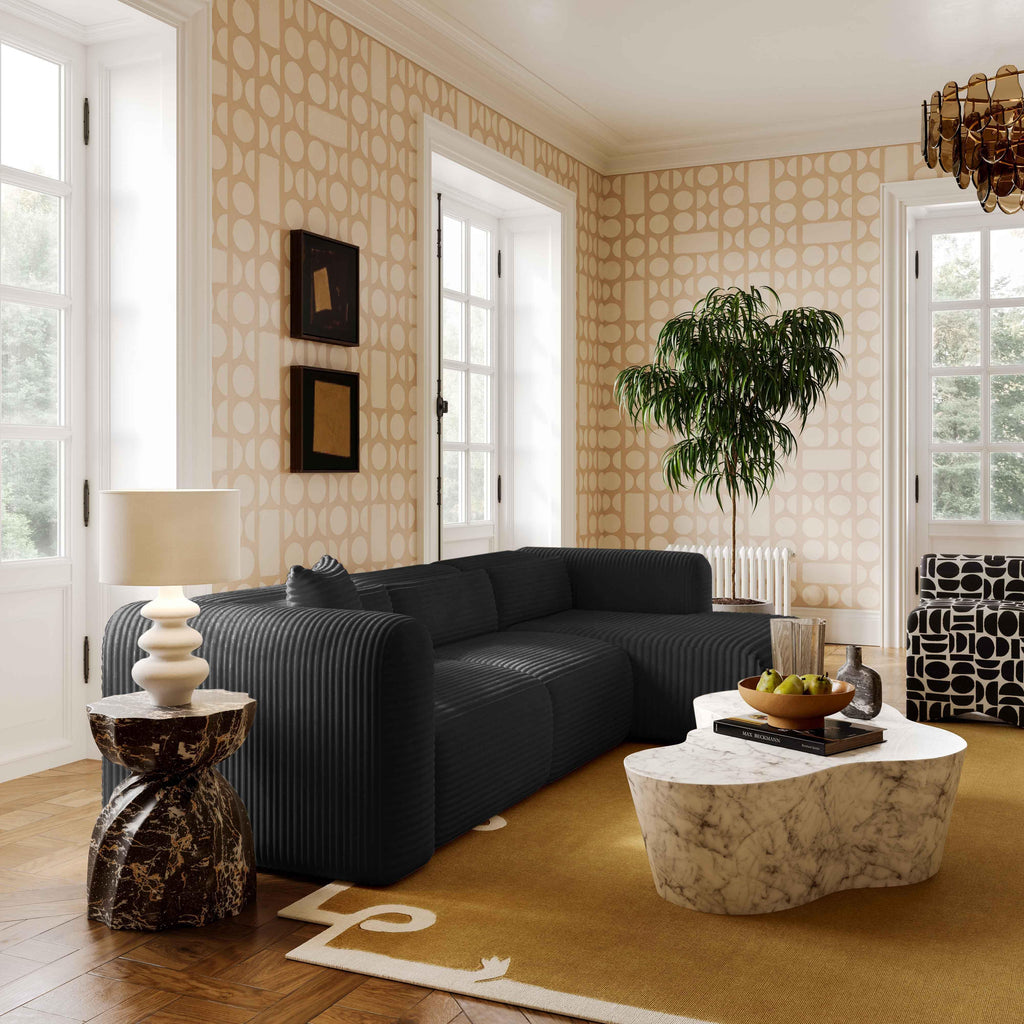 Tarra Fluffy Oversized Performance Corduroy Modular Armless Chair