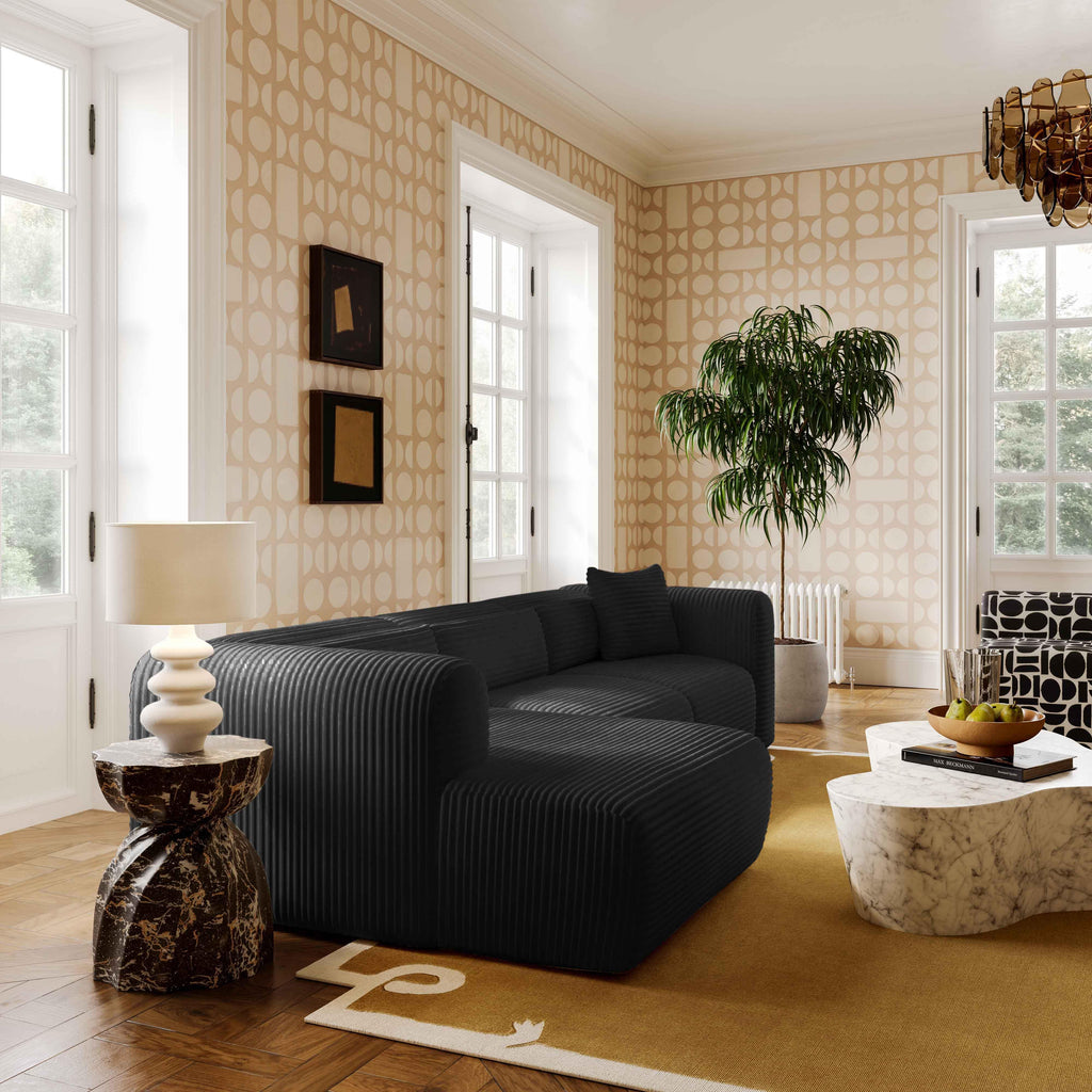 Tarra Fluffy Oversized Performance Corduroy Modular Corner Chair