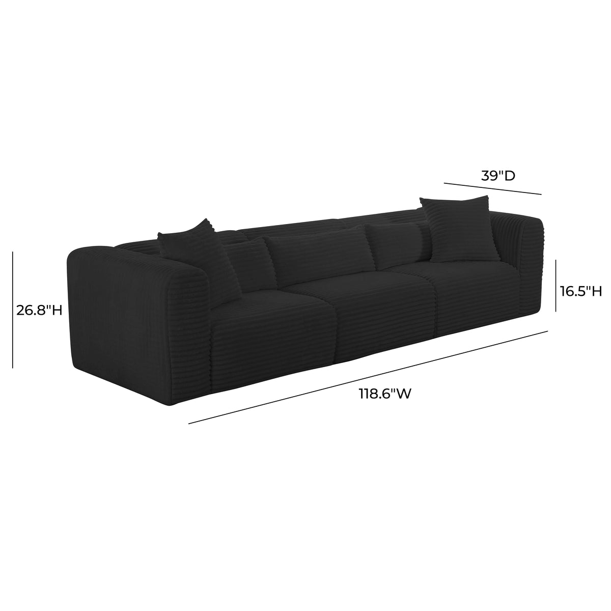 Tarra 118" Fluffy Oversized Performance Corduroy Modular Sofa