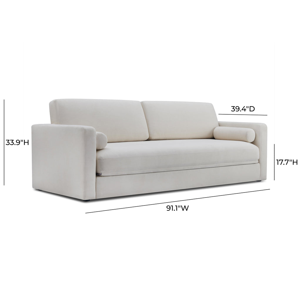 Ryan 91" Cream Upcycled Performance Linen Sleeper Sofa