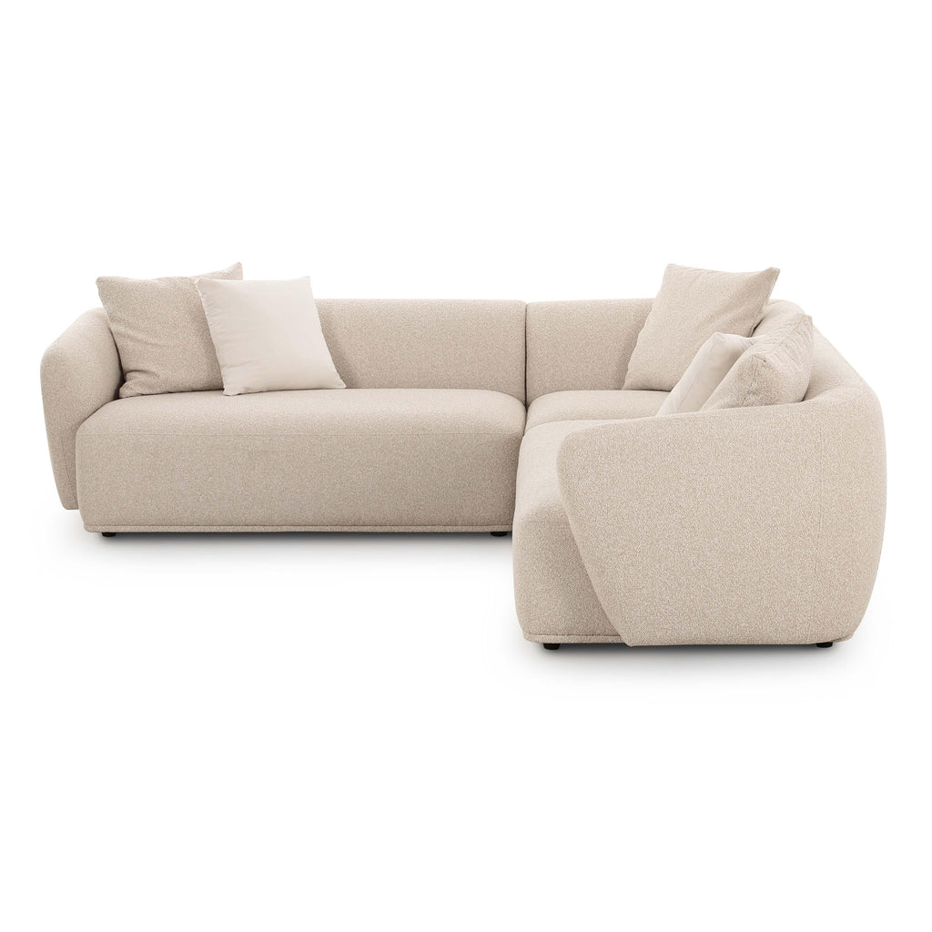 Sylvie 3-Piece Cream Performance Boucle L-Shaped Sectional