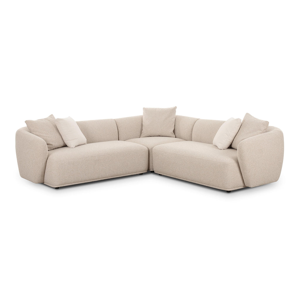 Sylvie 3-Piece Cream Performance Boucle L-Shaped Sectional