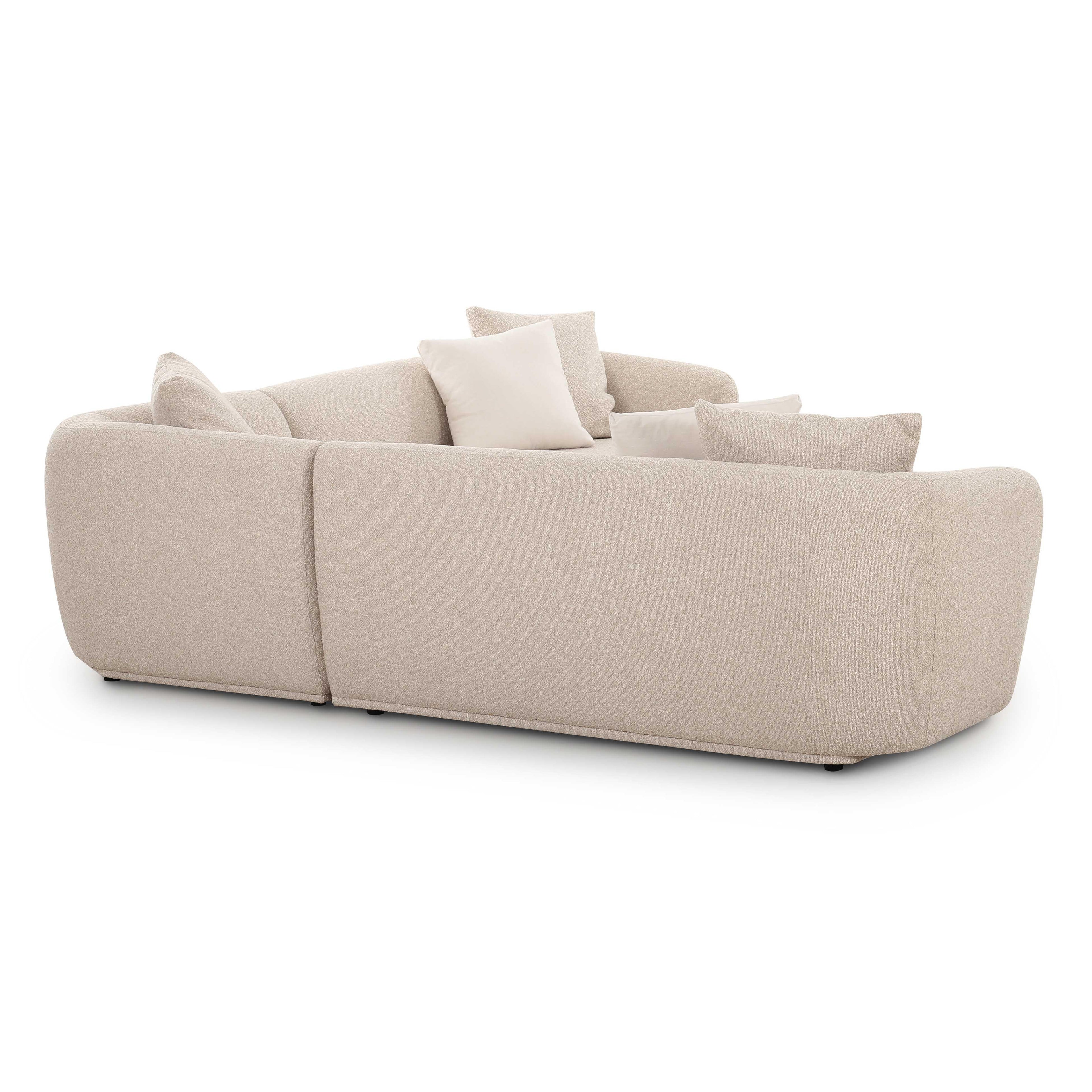 Sylvie 3-Piece Cream Performance Boucle L-Shaped Sectional
