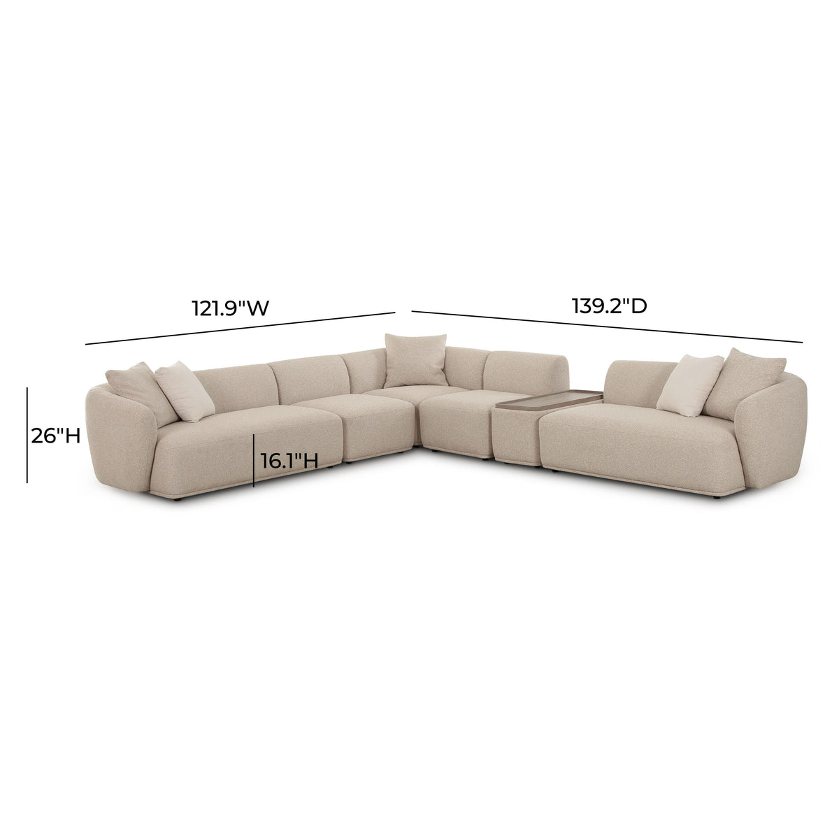 Sylvie 6-Piece Cream Performance Boucle Large Sectional