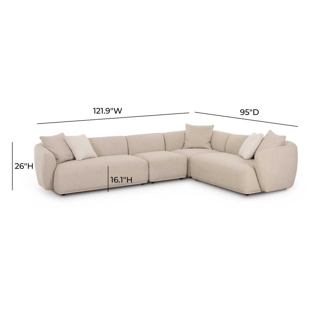 Sylvie 4-Piece Cream Performance Boucle Sectional