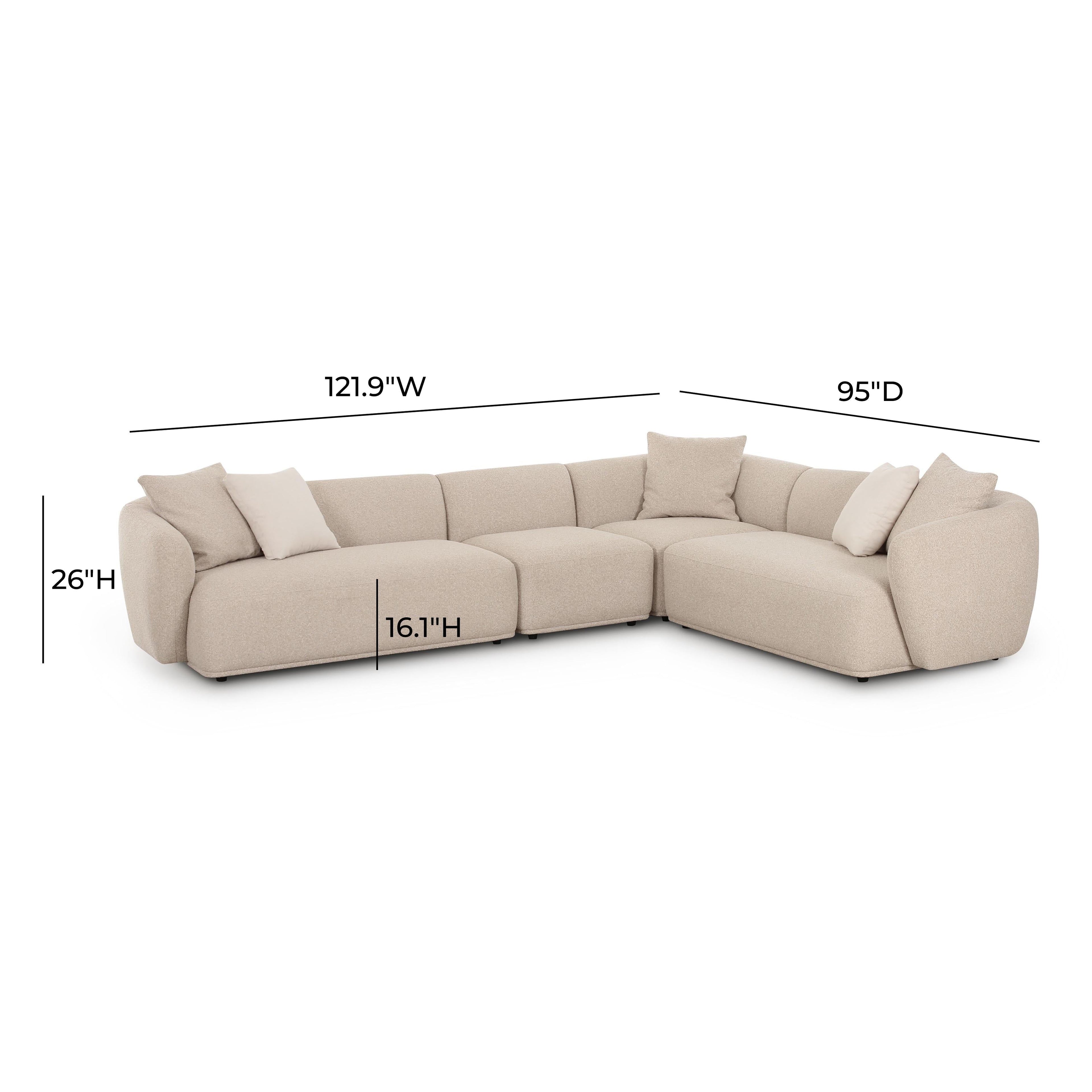 Sylvie 4-Piece Cream Performance Boucle Sectional