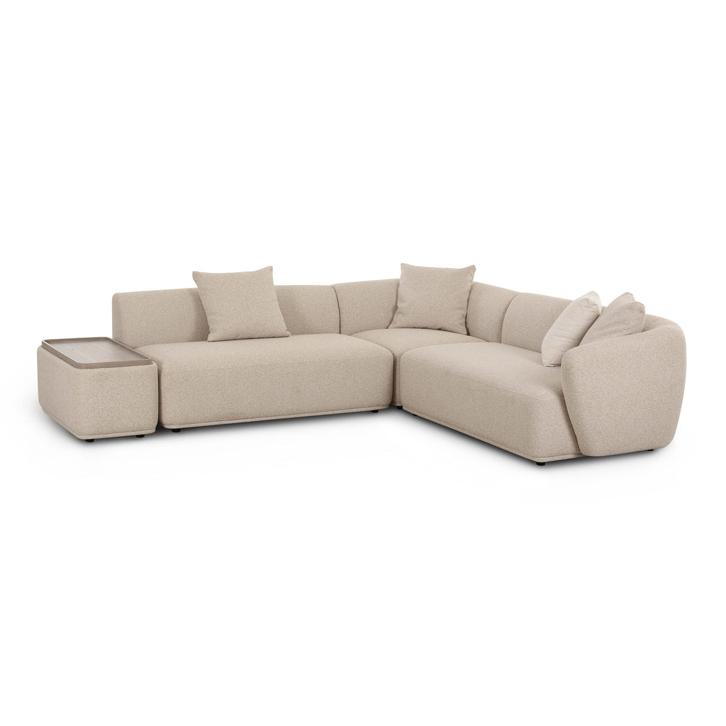 Sylvie 4-Piece Cream Performance Boucle Chaise Sectional