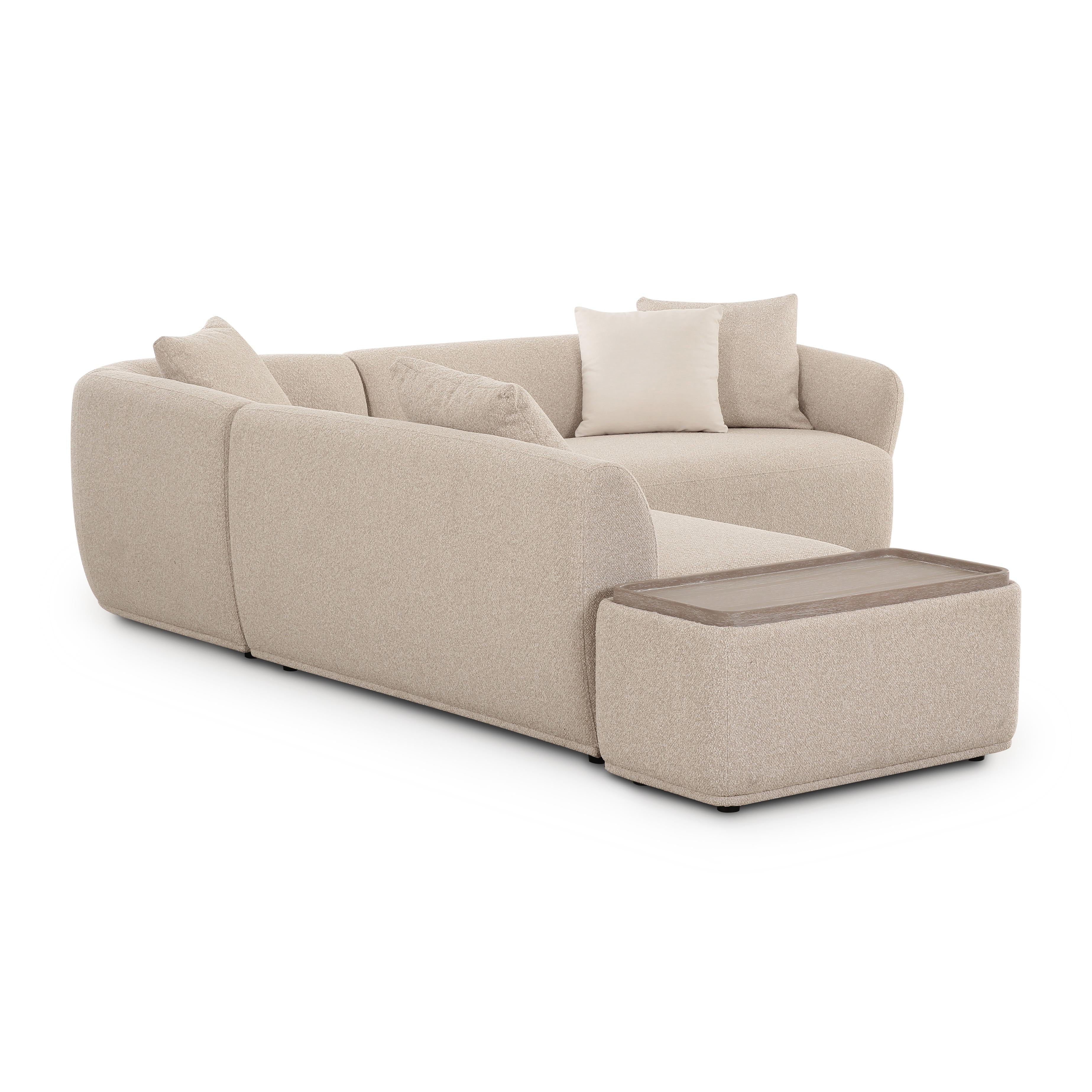 Sylvie 4-Piece Cream Performance Boucle Chaise Sectional