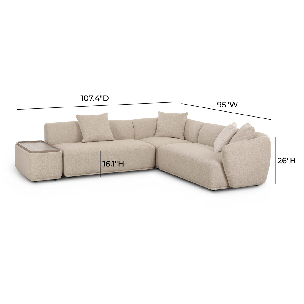 Sylvie 4-Piece Cream Performance Boucle Chaise Sectional