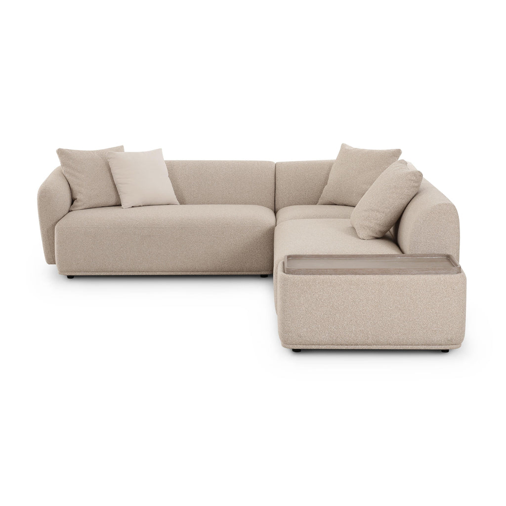 Sylvie 4-Piece Cream Performance Boucle Chaise Sectional