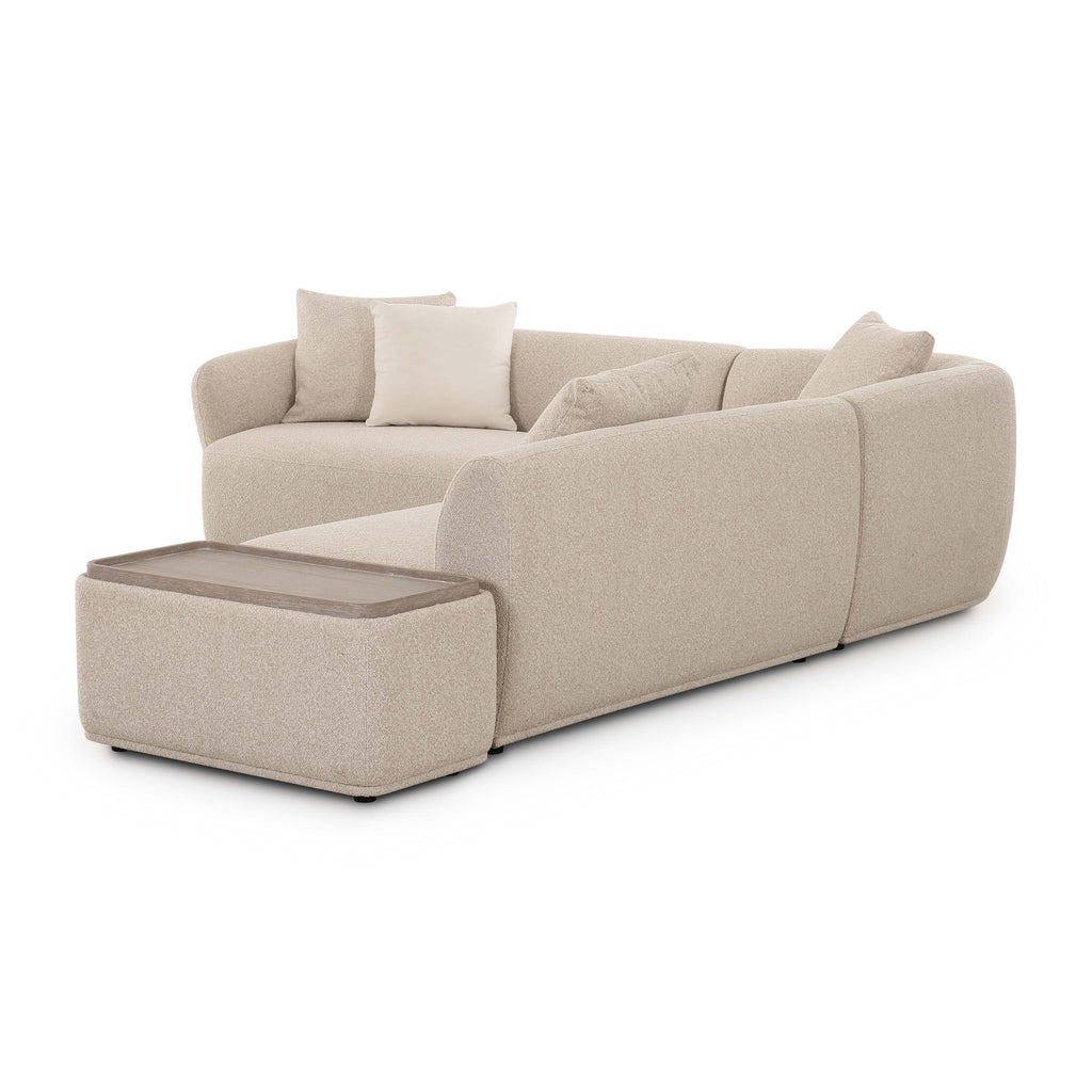 Sylvie 4-Piece Cream Performance Boucle Chaise Sectional