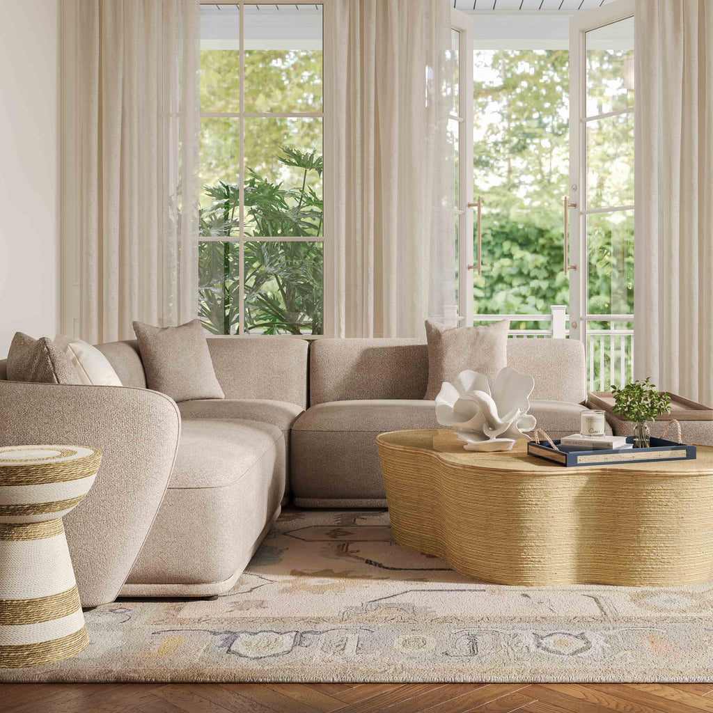 Sylvie 4-Piece Cream Performance Boucle Chaise Sectional