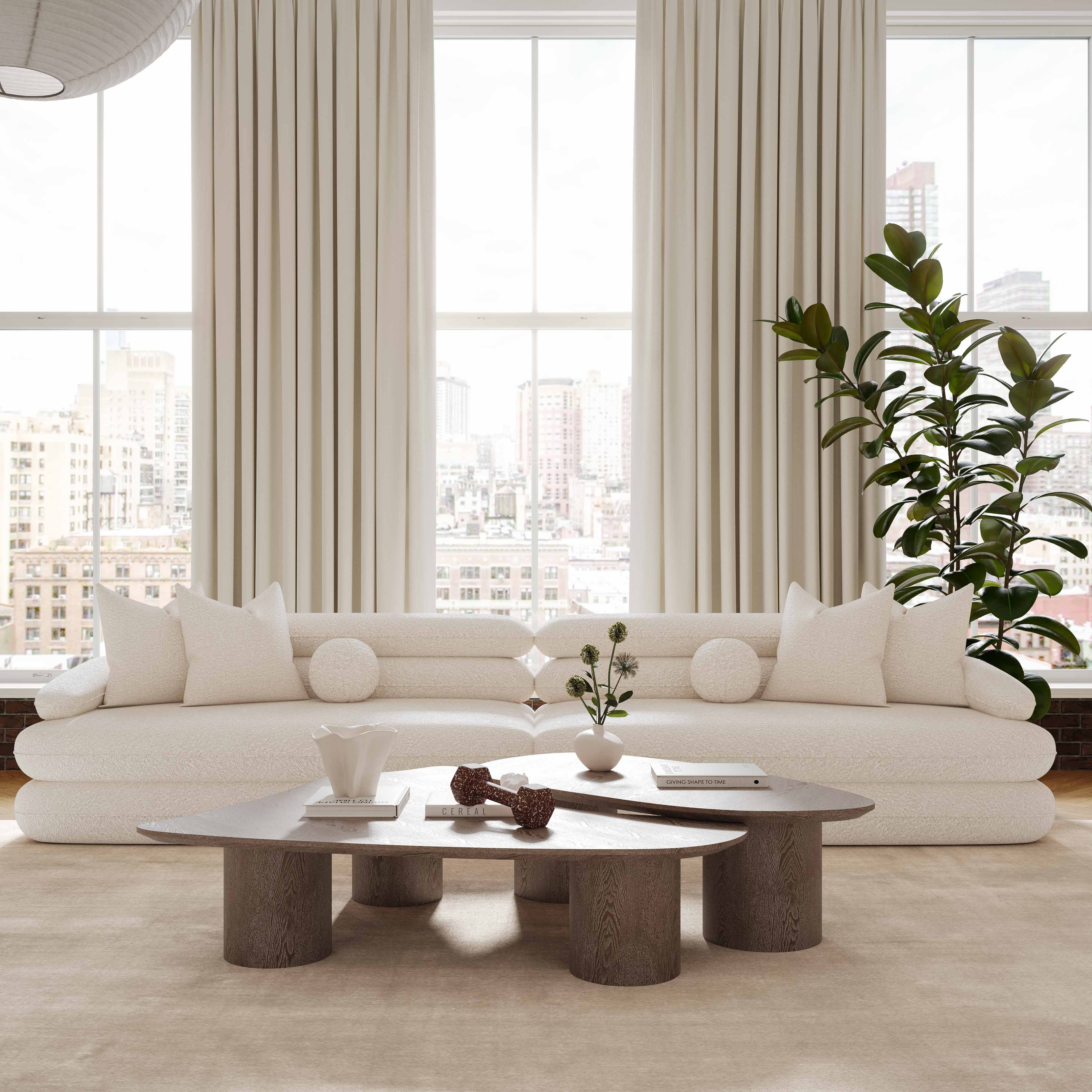 Lulu 141" Cream Performance Boucle Sofa