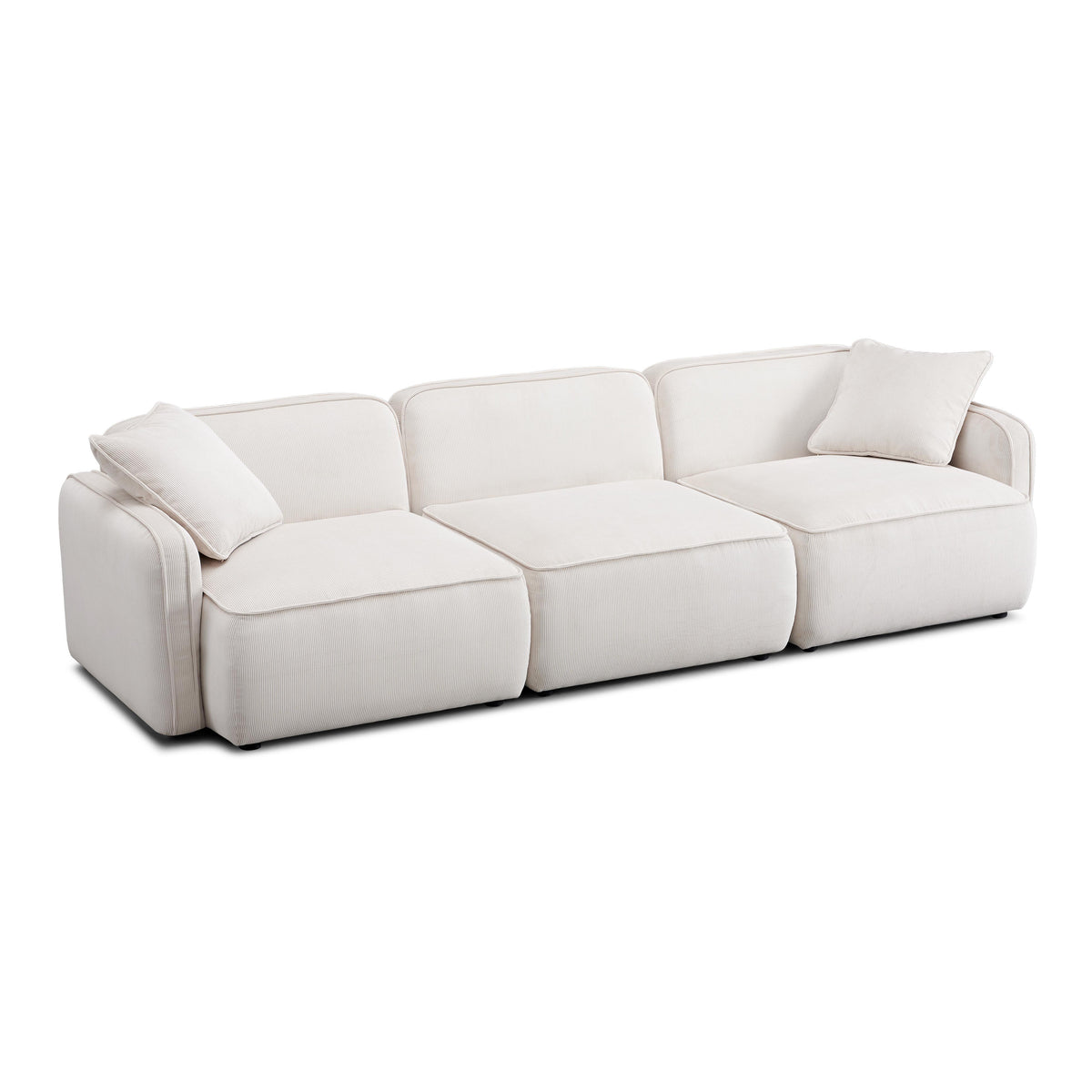 Travie 112" Performance Corduroy Velvet Modular Sofa — White Sand null