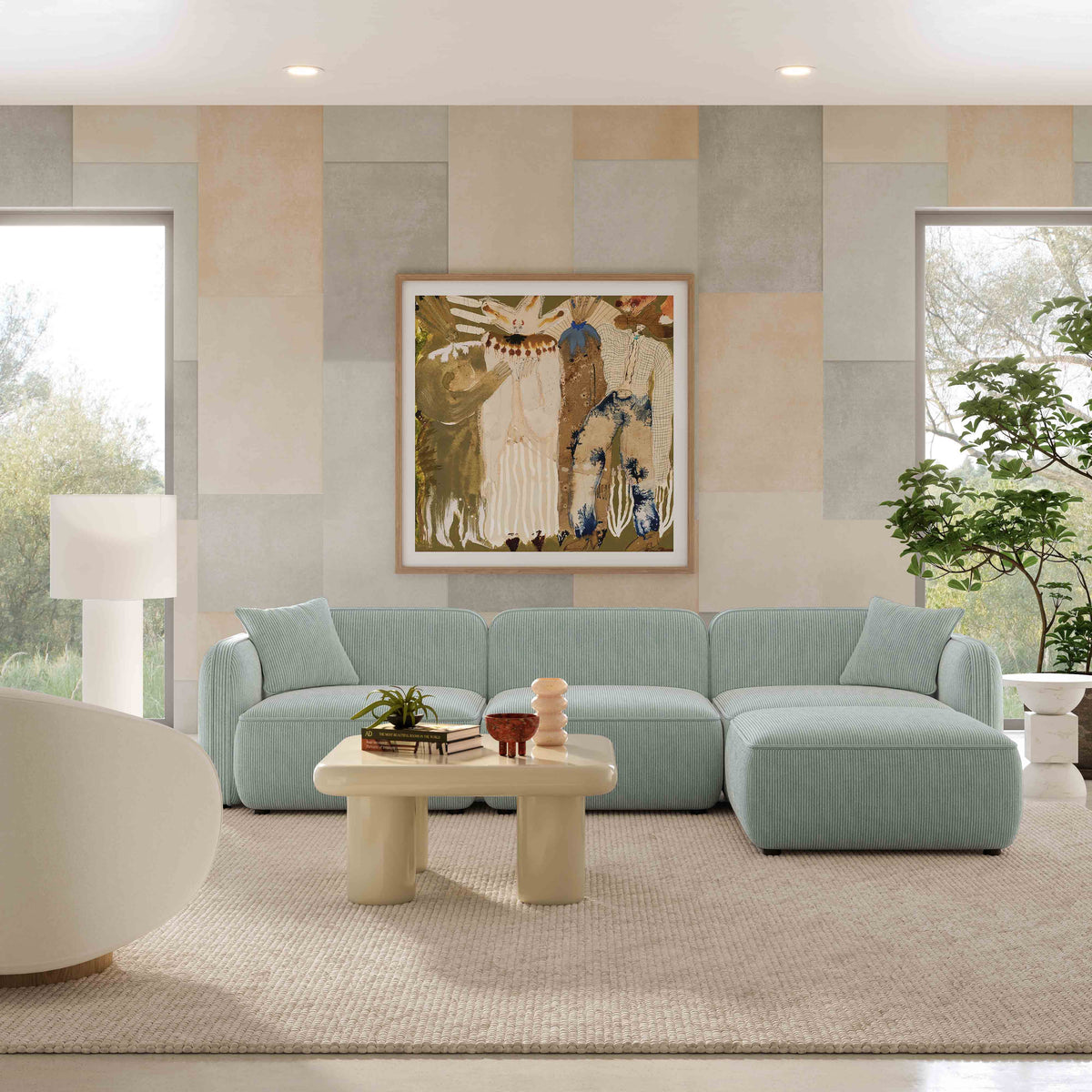 Travie 4-Piece Performance Corduroy Velvet Modular Sectional