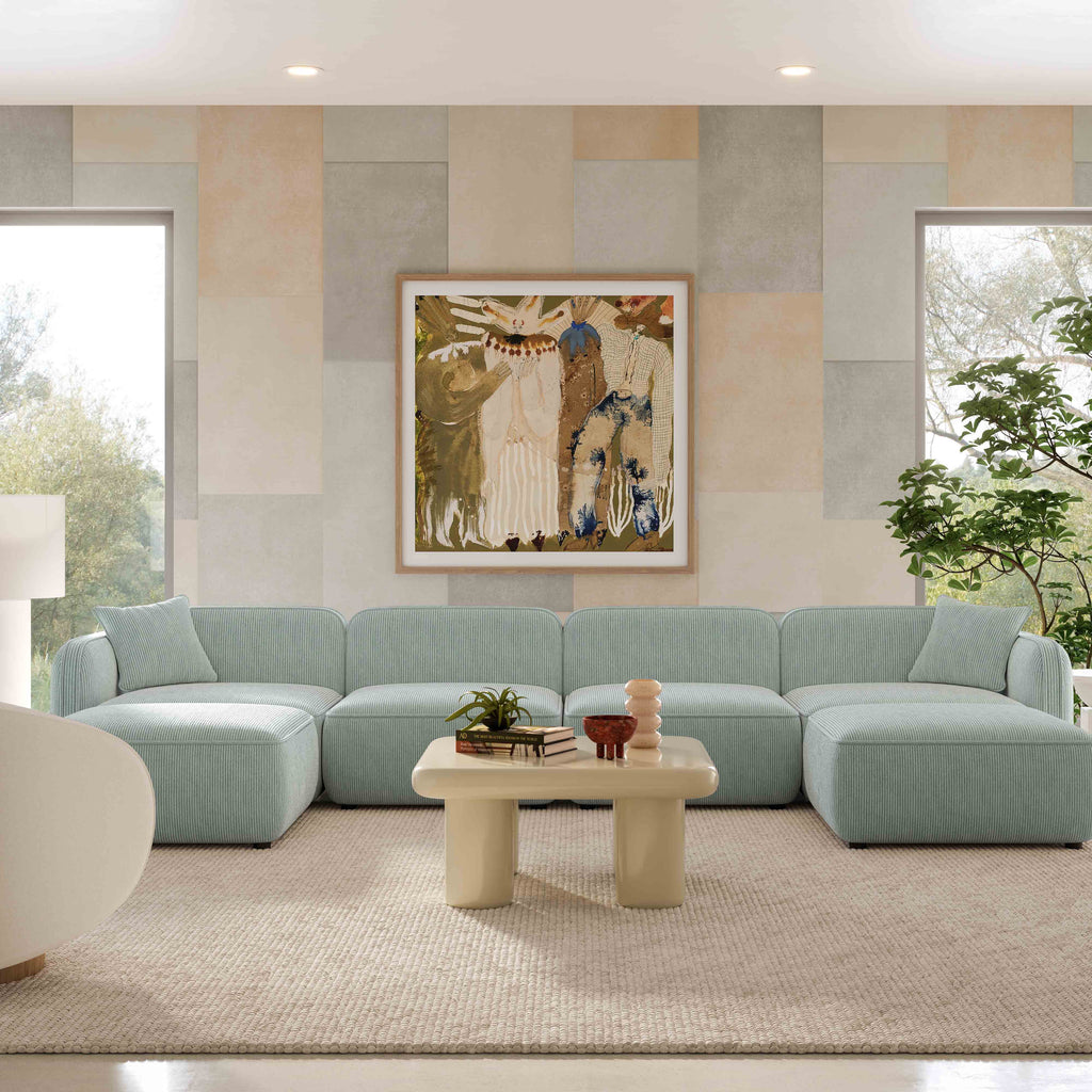 Travie 6-Piece Performance Corduroy Velvet Modular U-Sectional