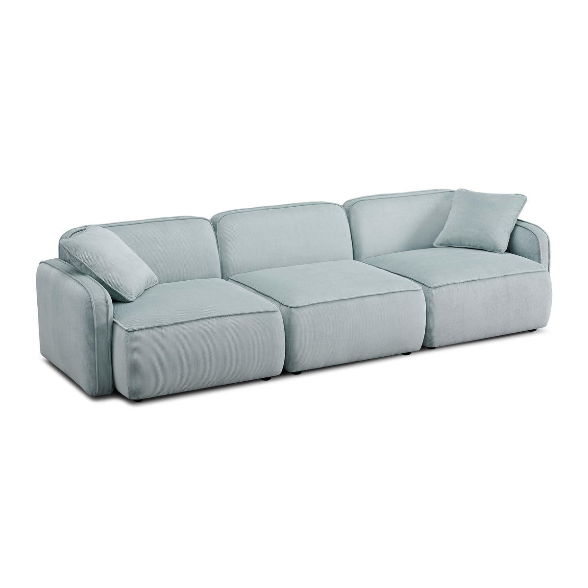 Travie 112" Performance Corduroy Velvet Modular Sofa — Sea Blue null