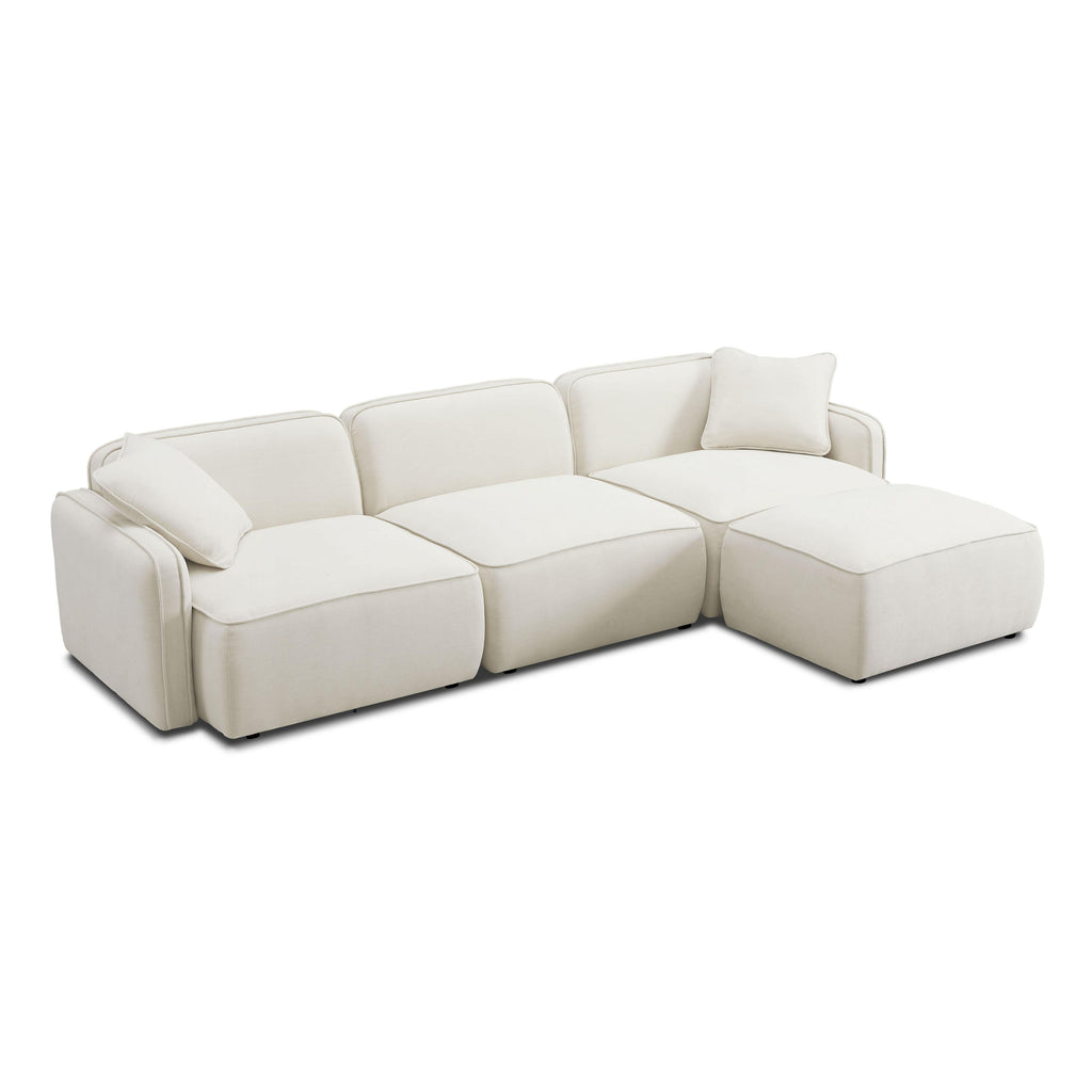 Travie 4-Piece Sand Upcycled Performance Linen Modular Sectional